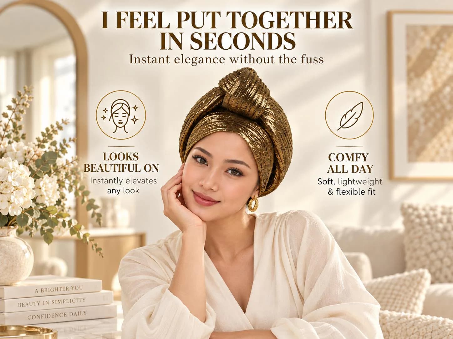 Womens Stretch Beanie Turban Cap Hair Wrap Soft Lined Headwear Comfortable Everyday Sleep Cover - image 4