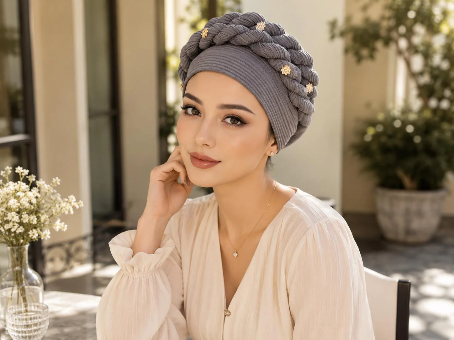 Women's Braided Turban Head Wrap | Elegant Stretch Hijab Cap | Ready to Wear Chemo Hat | Modest Head Covering | Muslim Headwear - image 2