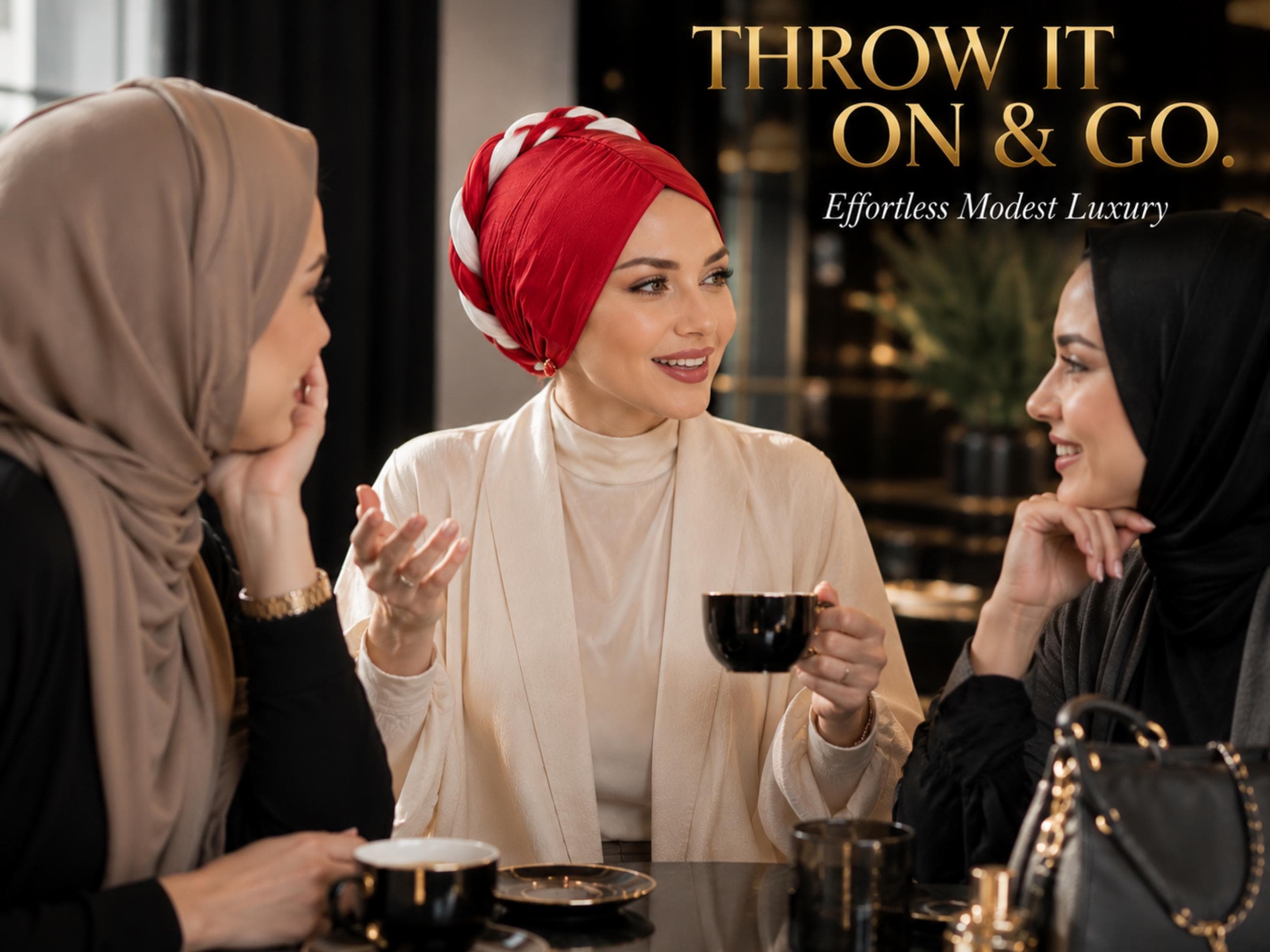 Luxury Instant Turban | Soft Stretch Fit | Effortless Modest Glam | Ready in Seconds | Pin-Free Comfort | Breathable Elegant Wrap
