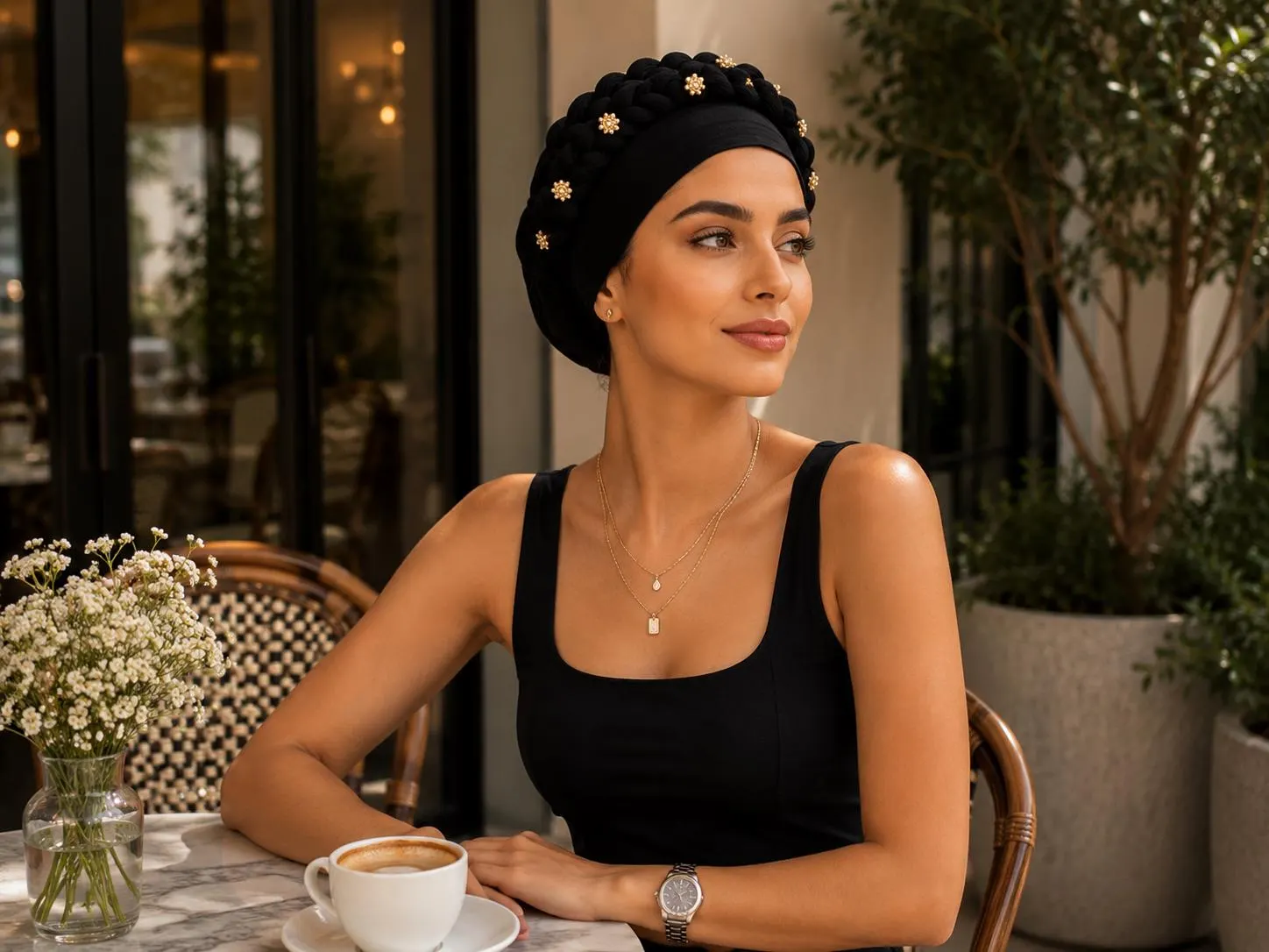 Women's Braided Turban Head Wrap | Elegant Stretch Hijab Cap | Ready to Wear Chemo Hat | Modest Head Covering | Muslim Headwear - image 3