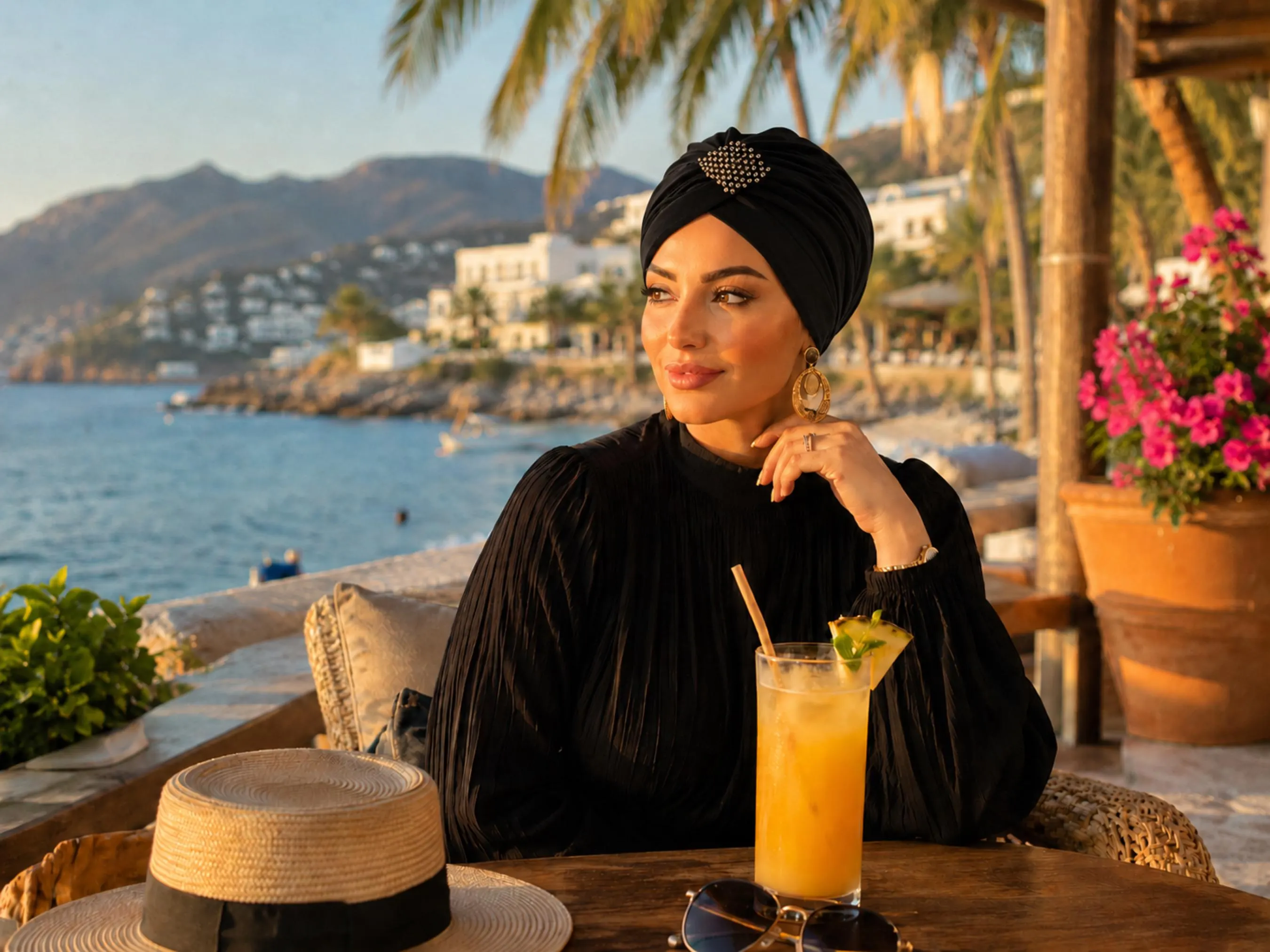 Black Turban Headwrap, Embellished Hair Cover, Modest Women Cap, Elegant Knot Wrap, Chic Daily Headwear - image 2