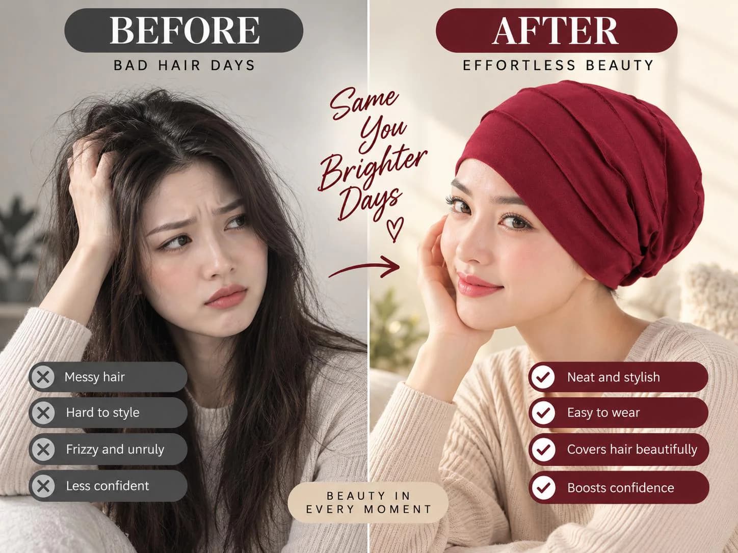 Womens Cotton Turban Hat Soft Stretch Beanie Inner Hijab Cap Satin Lining Comfortable Headwear - image 5