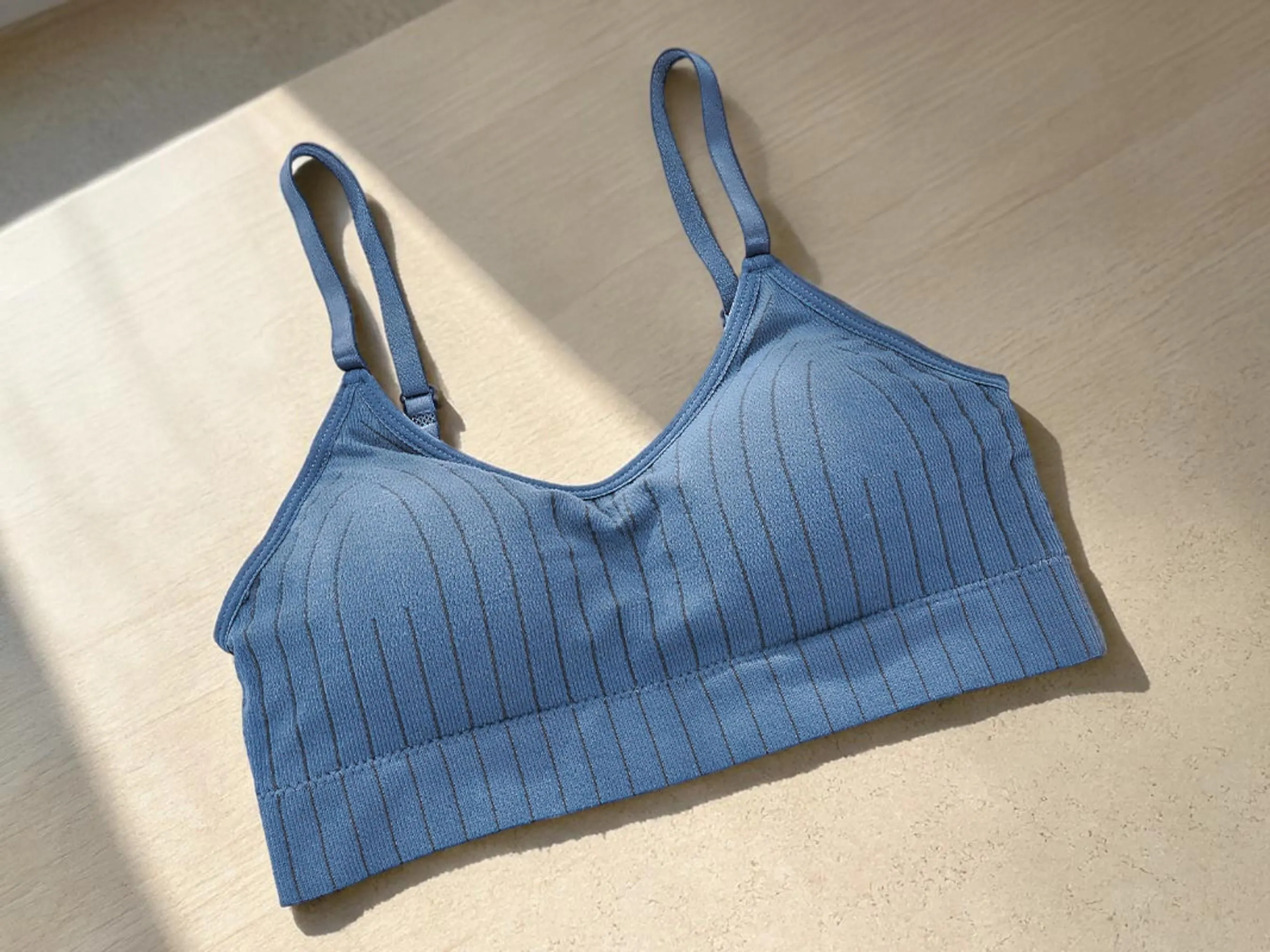 Seamless Ribbed Bra Top | Soft Stretch Knit, Adjustable Strap Support - image 2
