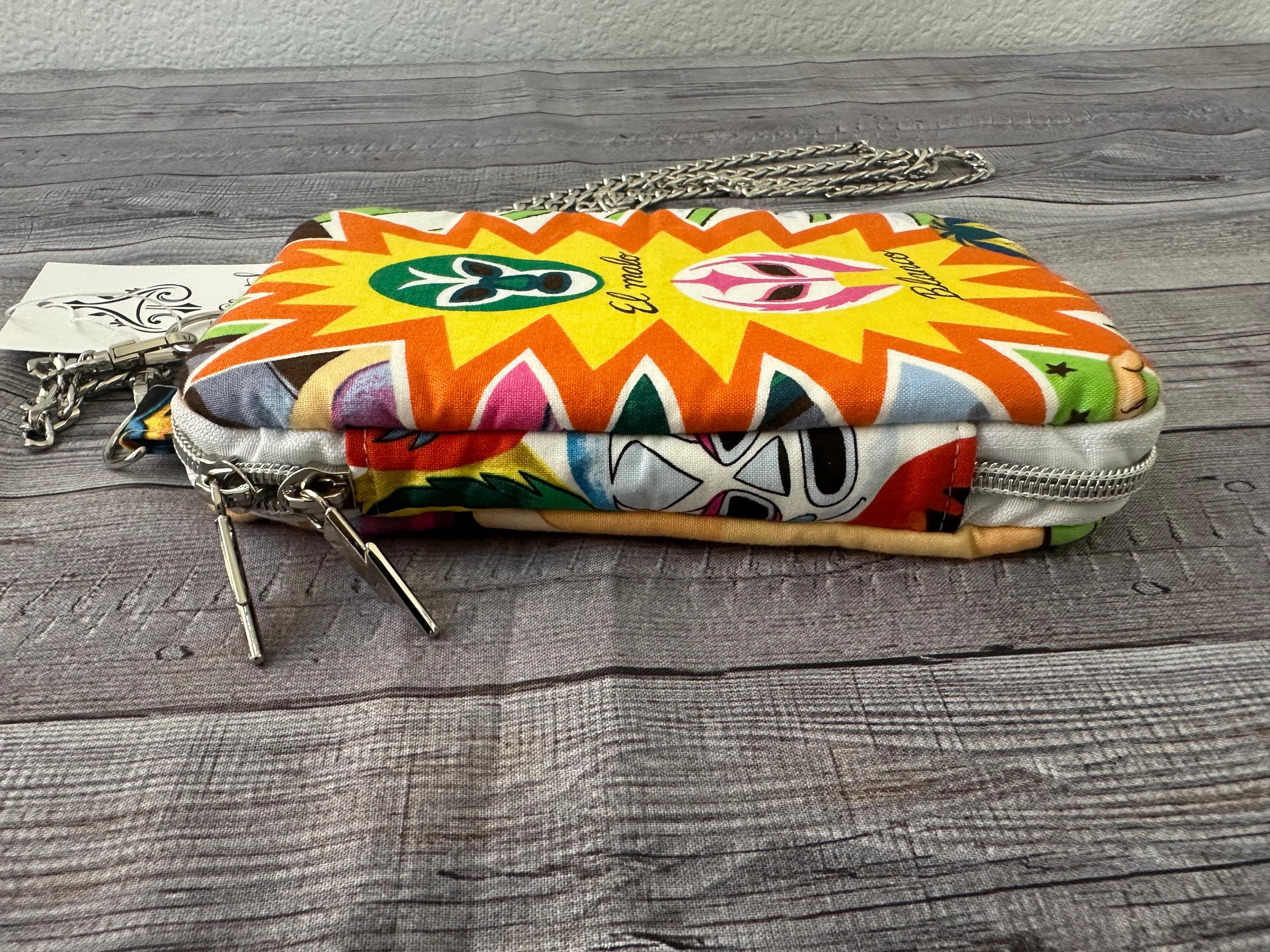 Luchador Wallet Crossbody: Mexican Wrestling Gift, Silver Chain - image 5