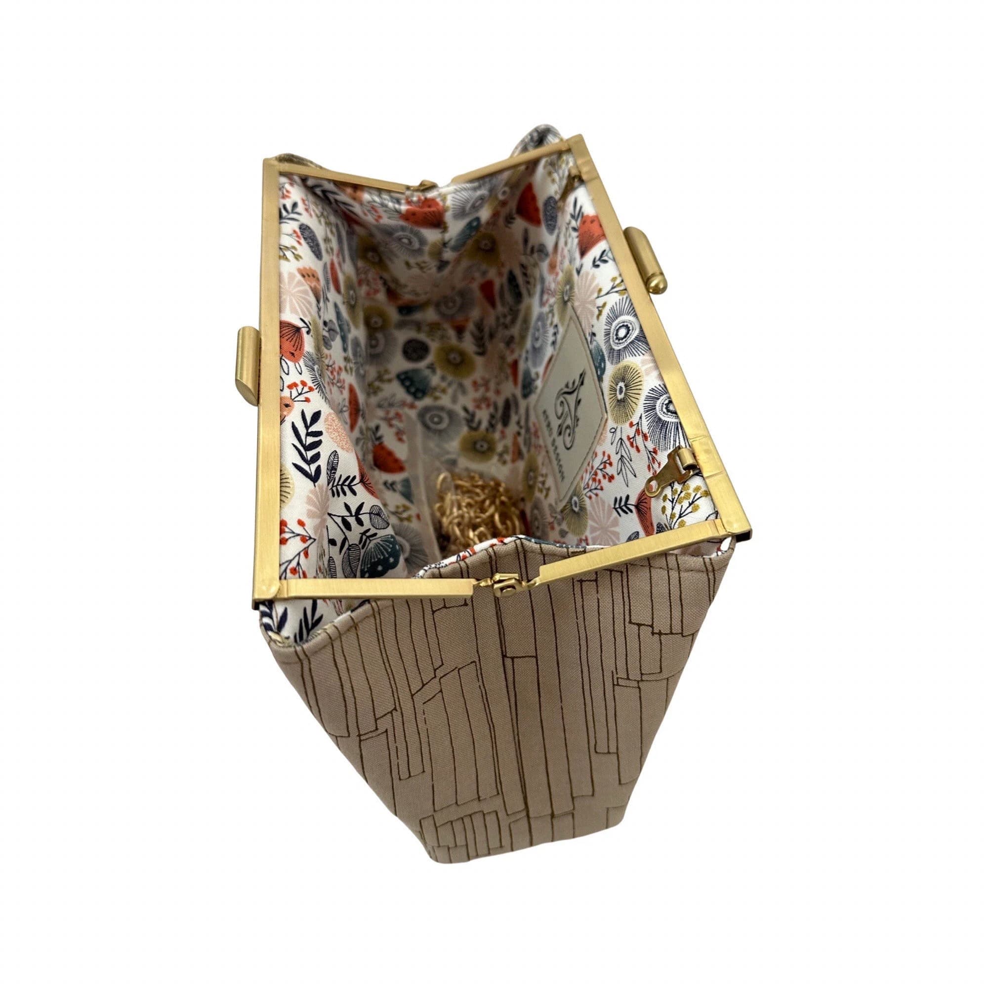 Neutral Kiss Lock Clutch: Handmade Crossbody Evening Bag - image 5