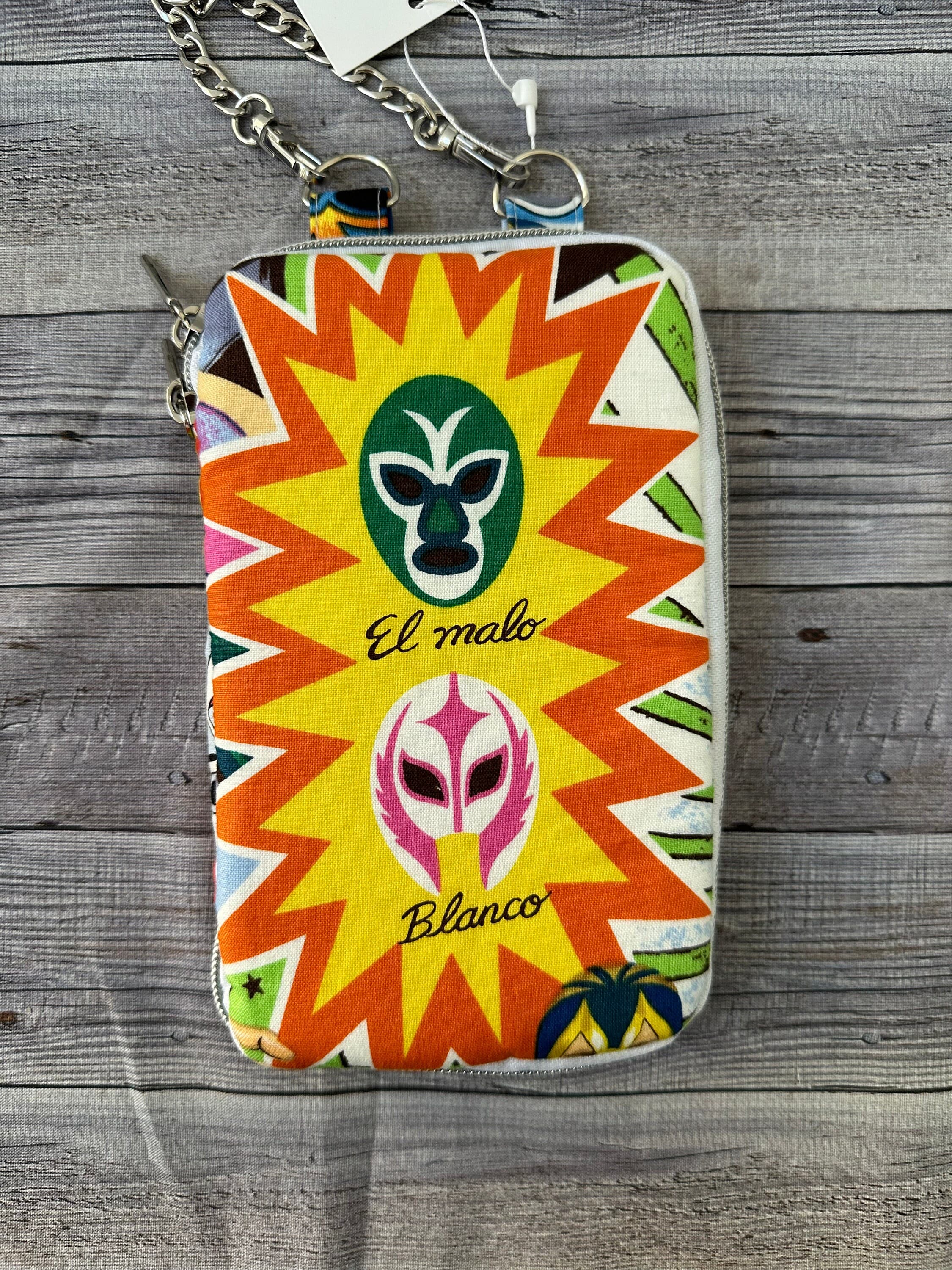 Luchador Wallet Crossbody: Mexican Wrestling Gift, Silver Chain - image 4