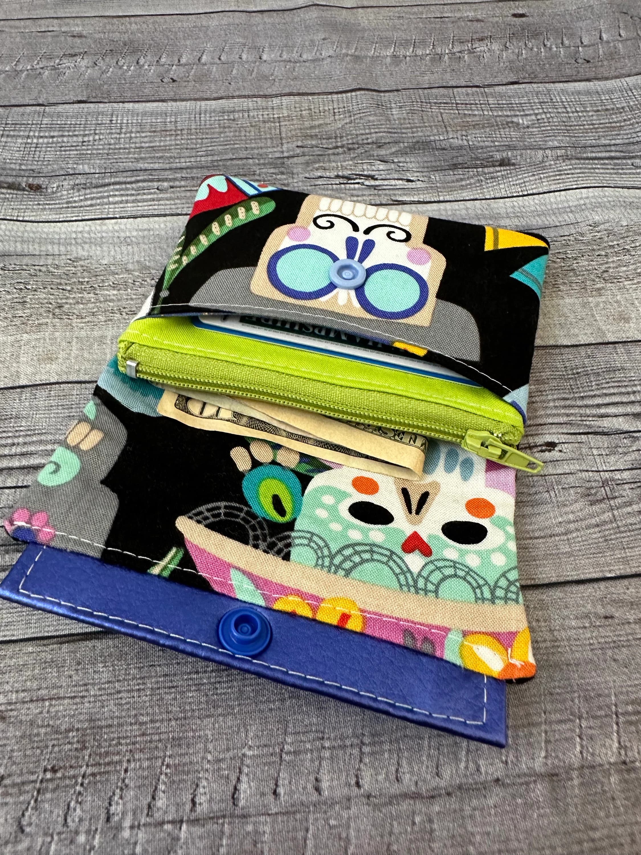 Alexander Henry EDC Wallet, bright small wallet, dia de los muertos slim wallet, edc wallet, gift for artist, - image 5