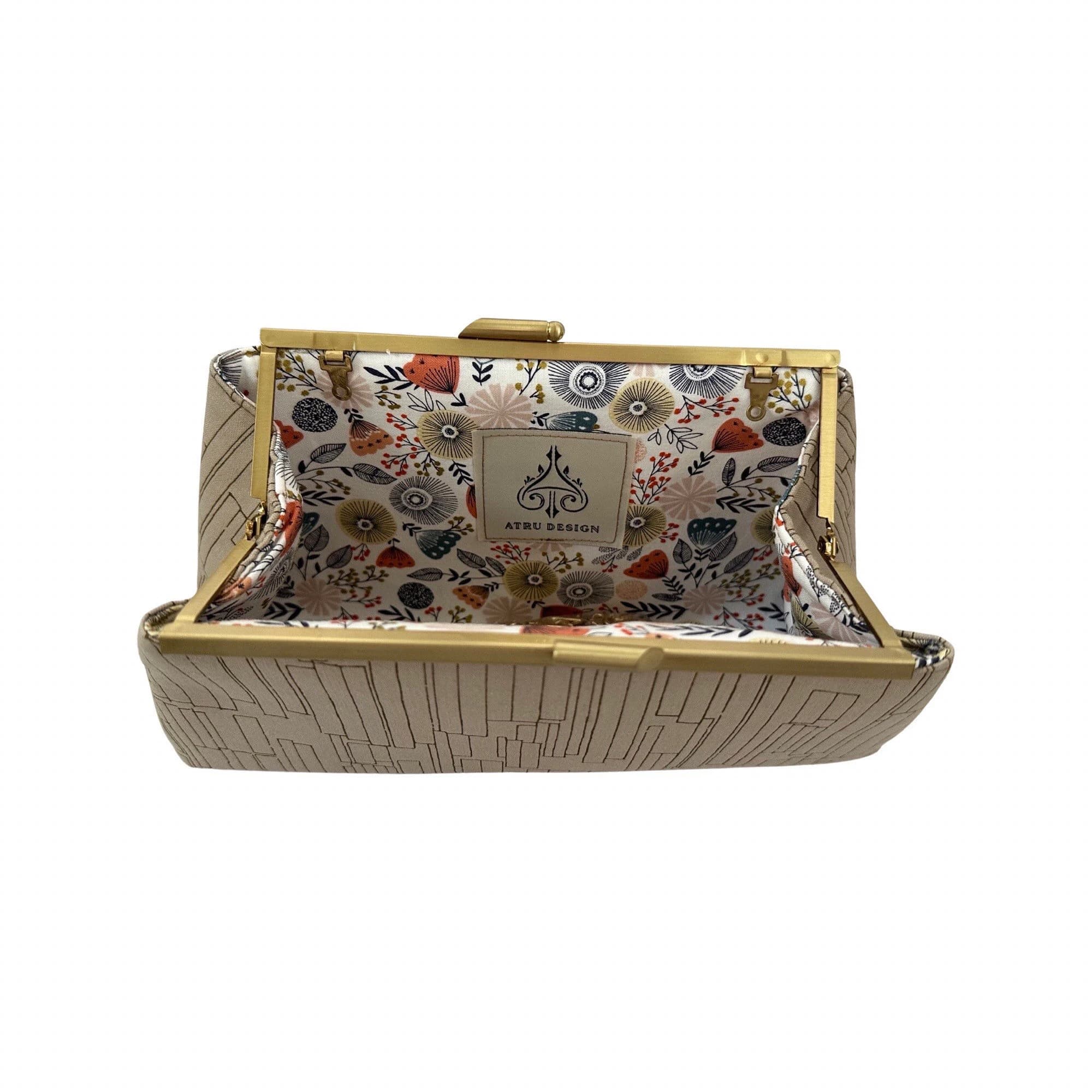 Neutral Kiss Lock Clutch: Handmade Crossbody Evening Bag - image 4