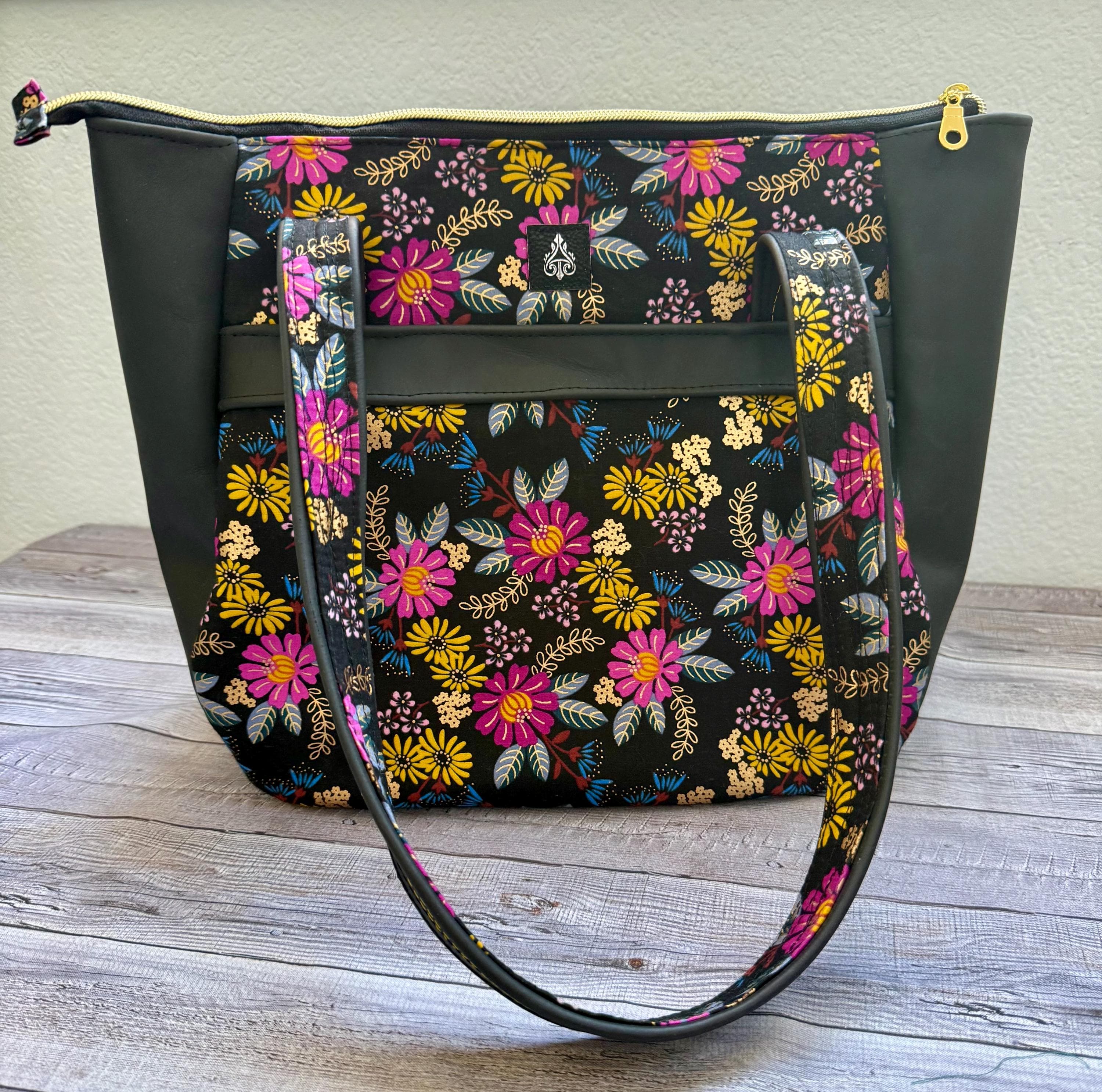 Ruby Star Society leather laptop bag, gift for her, Rashida Coleman Hale fabric, RSS OPP Reign fabric line - image 2