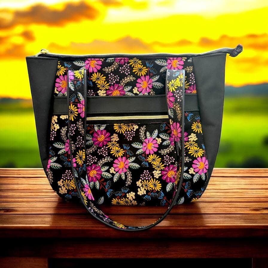 Ruby Star Society leather laptop bag, gift for her, Rashida Coleman Hale fabric, RSS OPP Reign fabric line