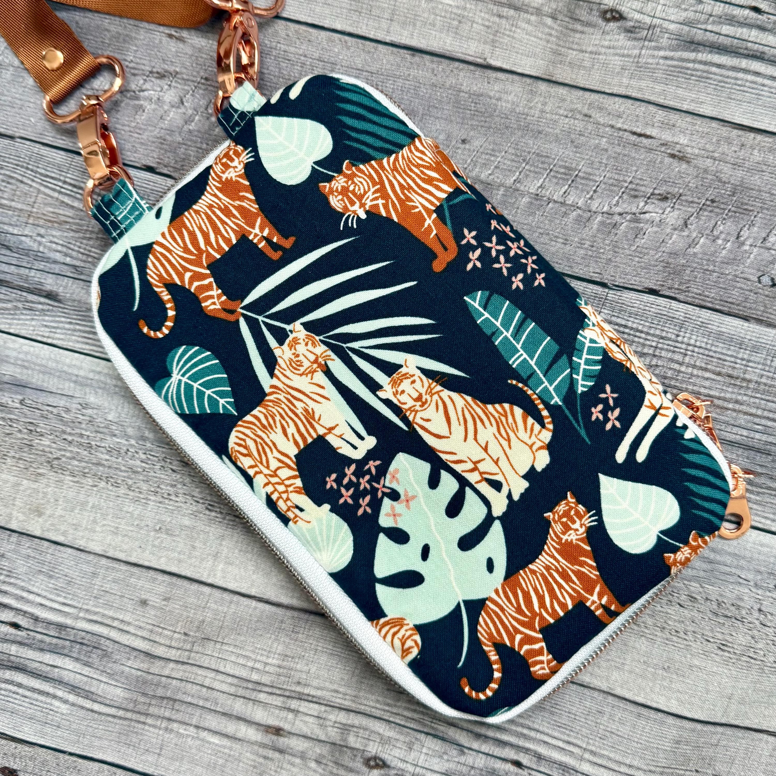 Safari Crossbody Wallet: Tiger Print, Cotton & Steel, Rose Gold Hardware - image 2
