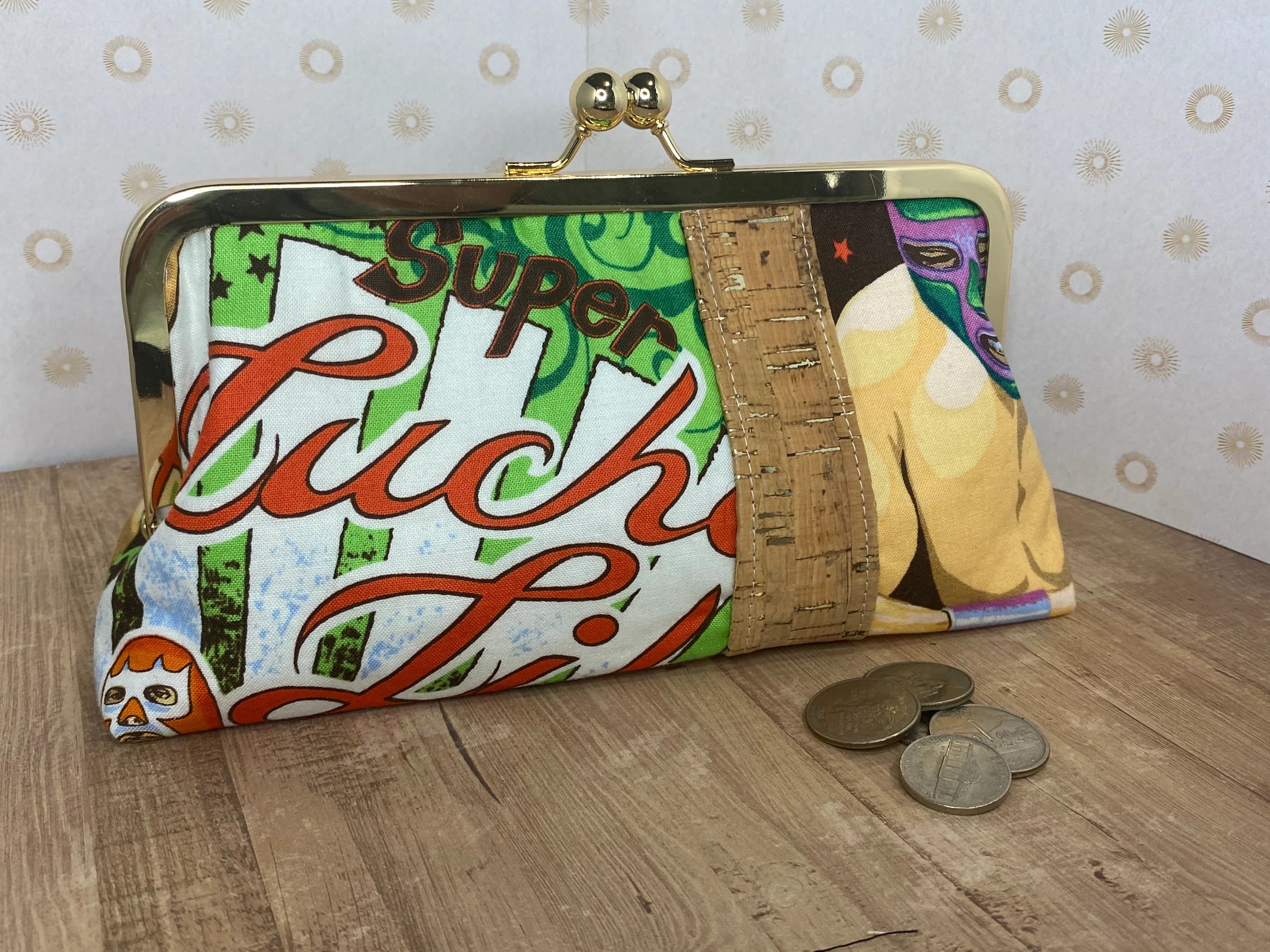 Alexander Henry Luchador Kiss Lock Purse: Cork Clutch Handbag - image 4