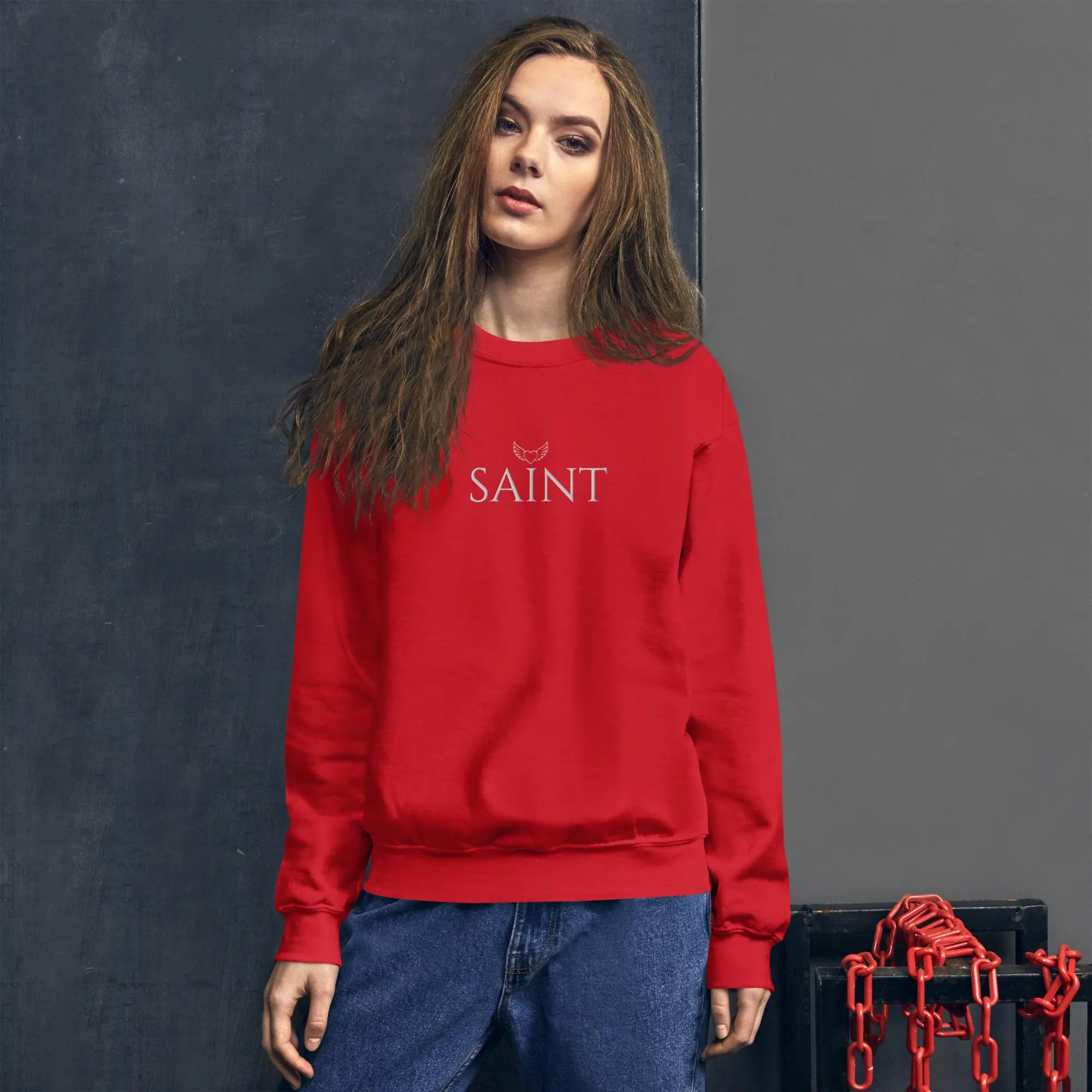 SAINT Embroidered Sweatshirt | Mormon Wives Inspired Merch - image 5