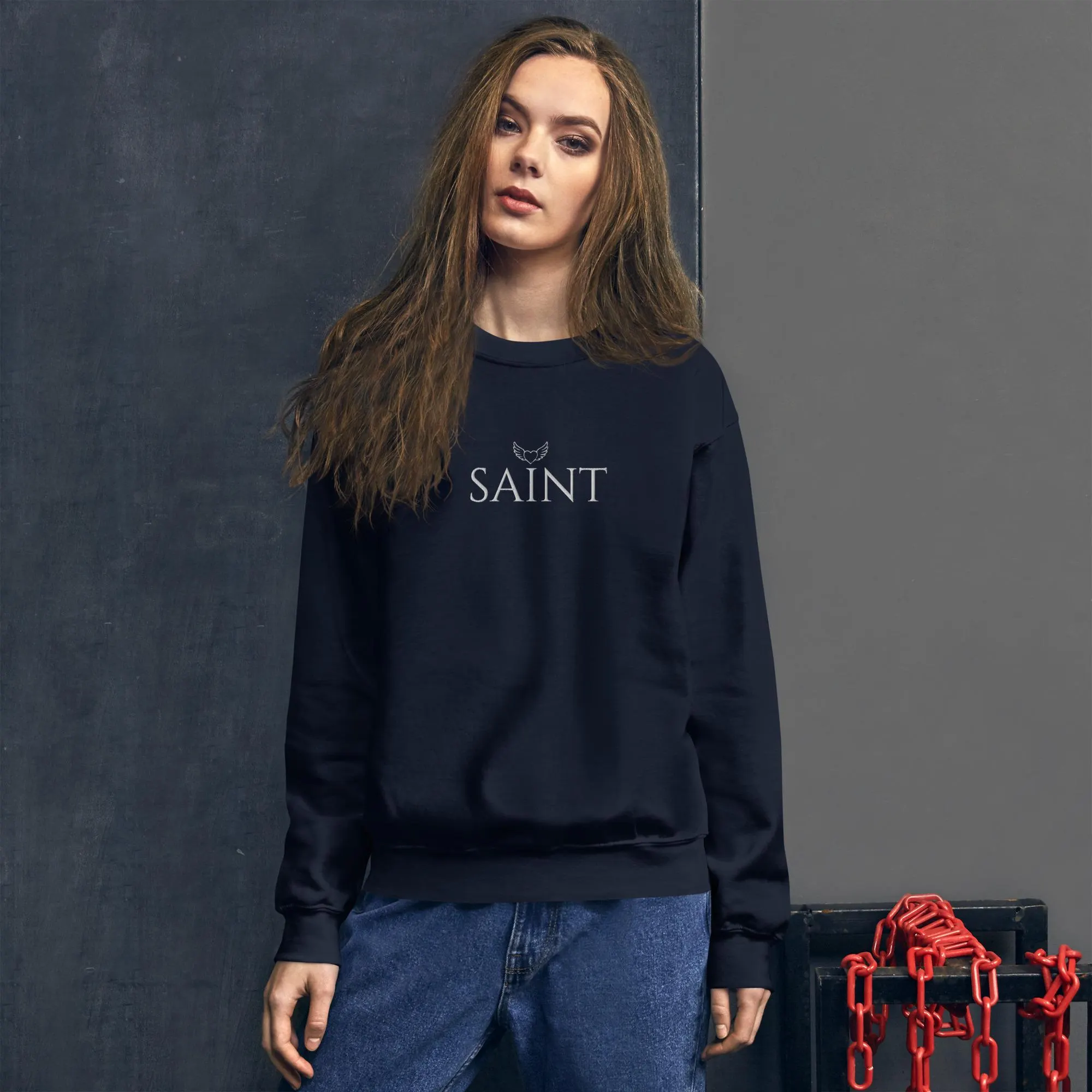SAINT Embroidered Sweatshirt | Mormon Wives Inspired Merch - image 4