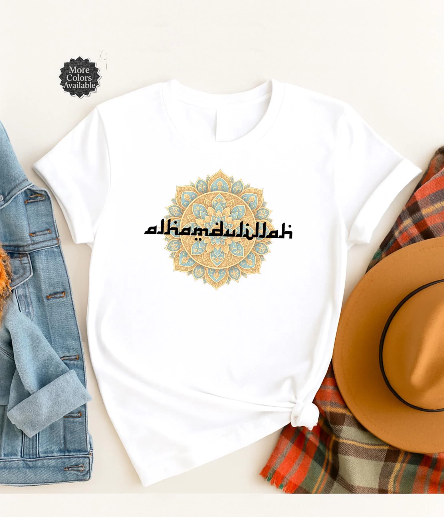 Alhamdulillah Arabic Calligraphy T-Shirt: Muslim Women's Modest Islamic Tee