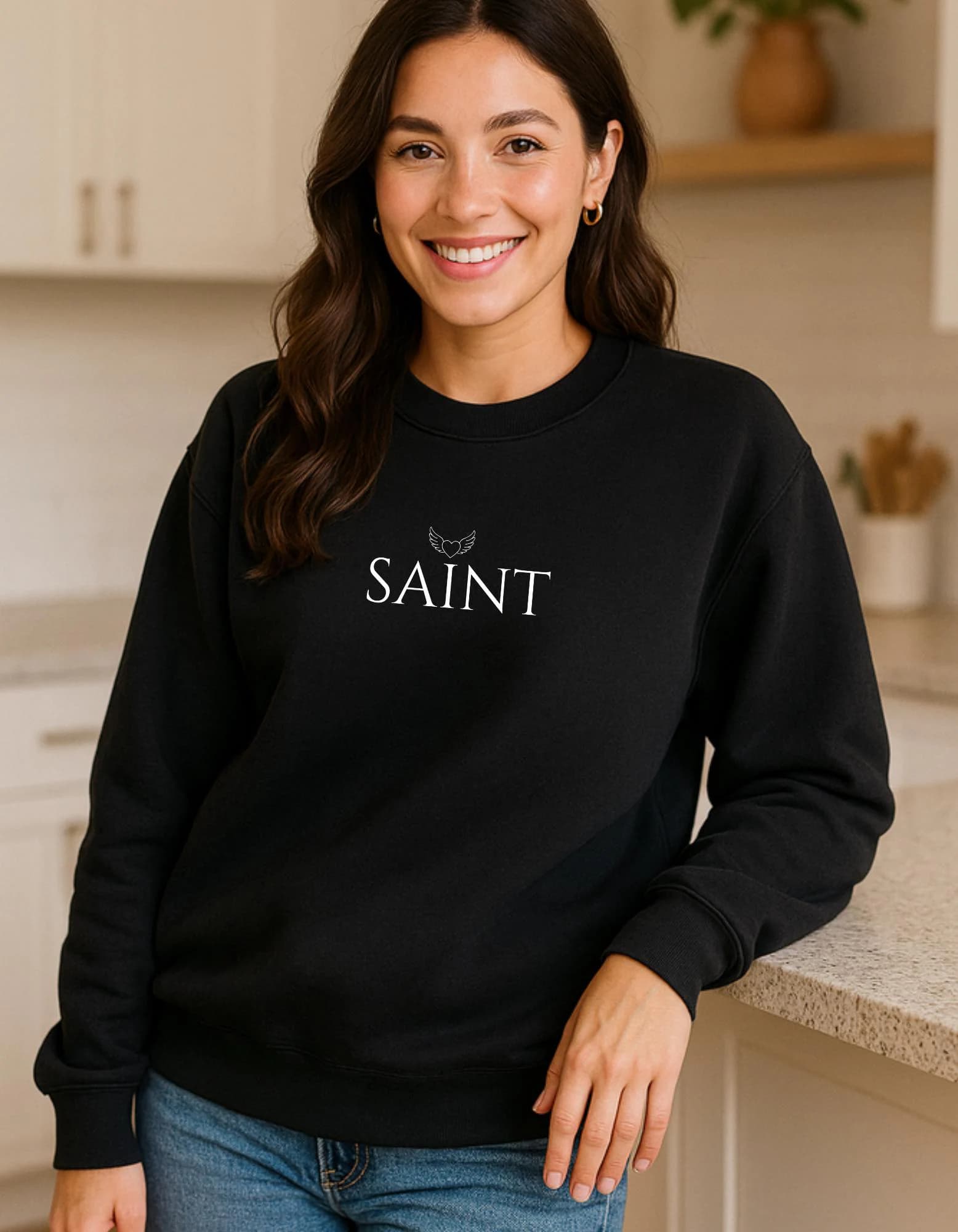 SAINT Embroidered Sweatshirt | Mormon Wives Inspired Merch