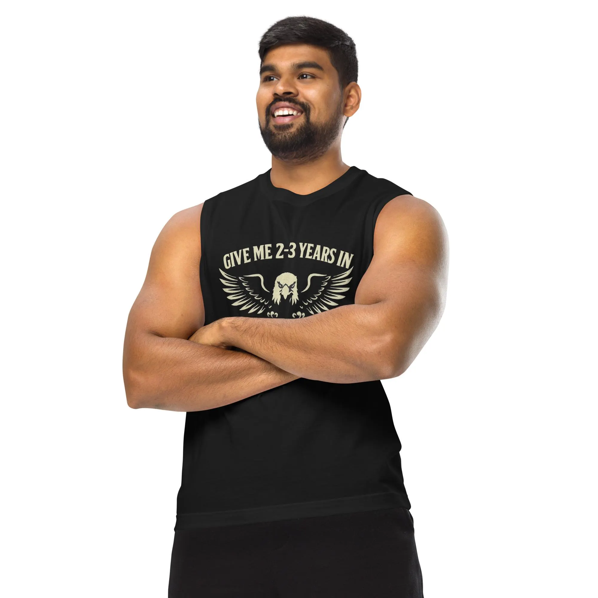 Dagestan Gym Muscle Shirt – Khabib Inspired Sleeveless Tee – MMA Fighter Tank – Give Me 2-3 Years Quote – Eagle Graphic Gymwear