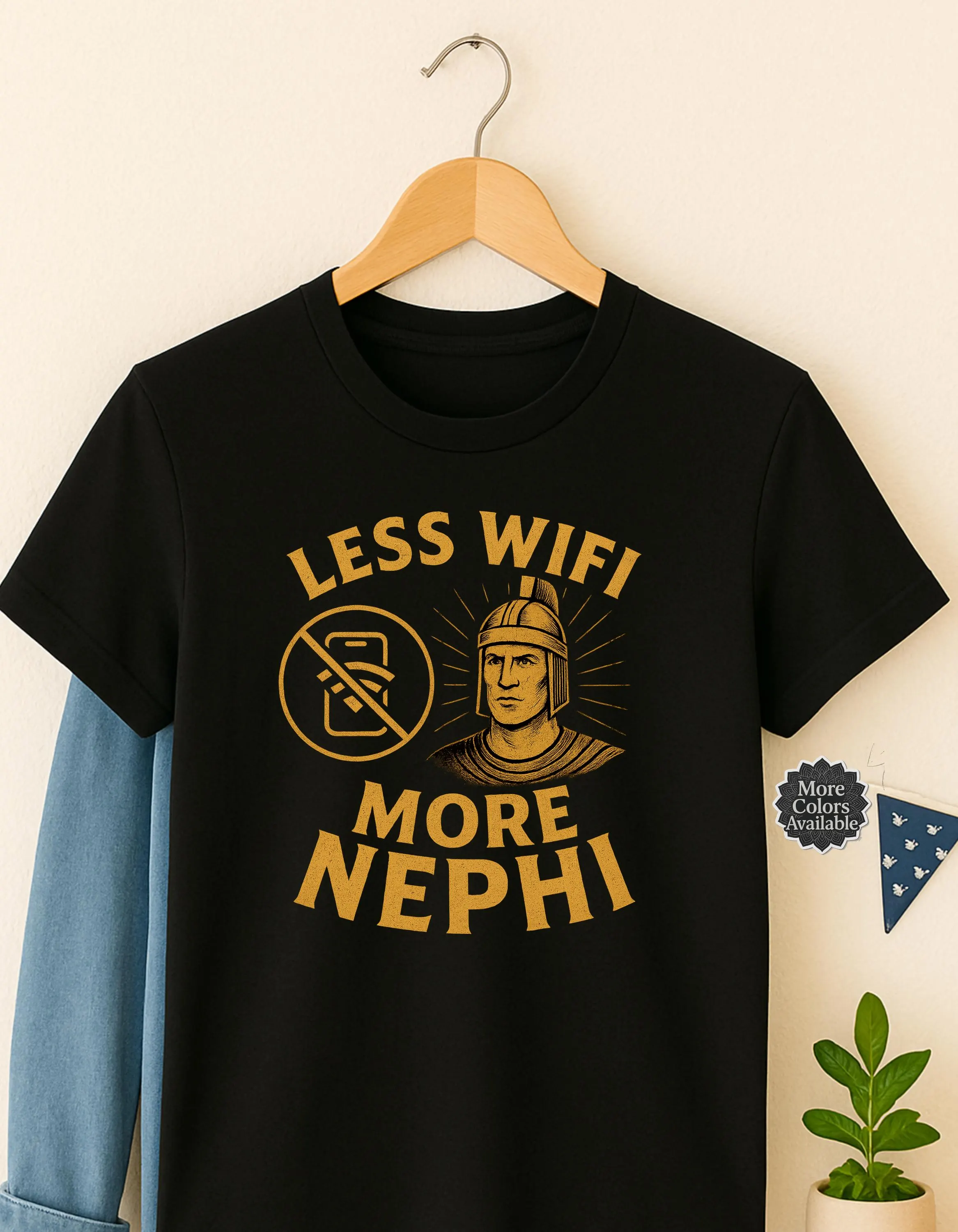 Funny LDS Mormon Tee: Less Wifi More Nephi, Book of Mormon Humor