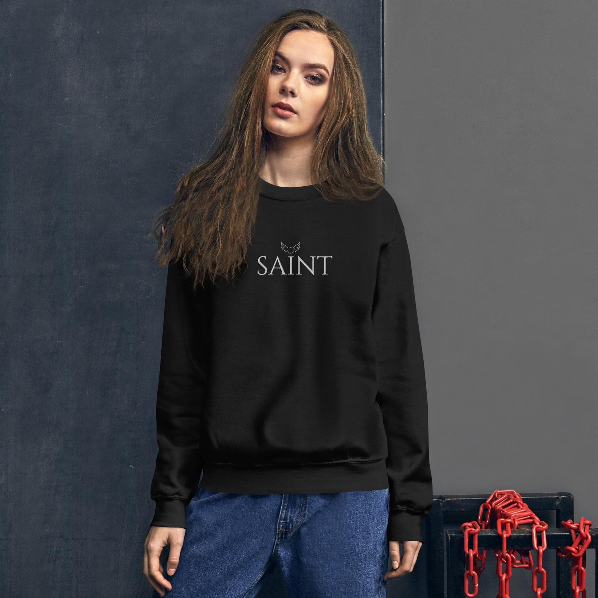 SAINT Embroidered Sweatshirt | Mormon Wives Inspired Merch - image 3