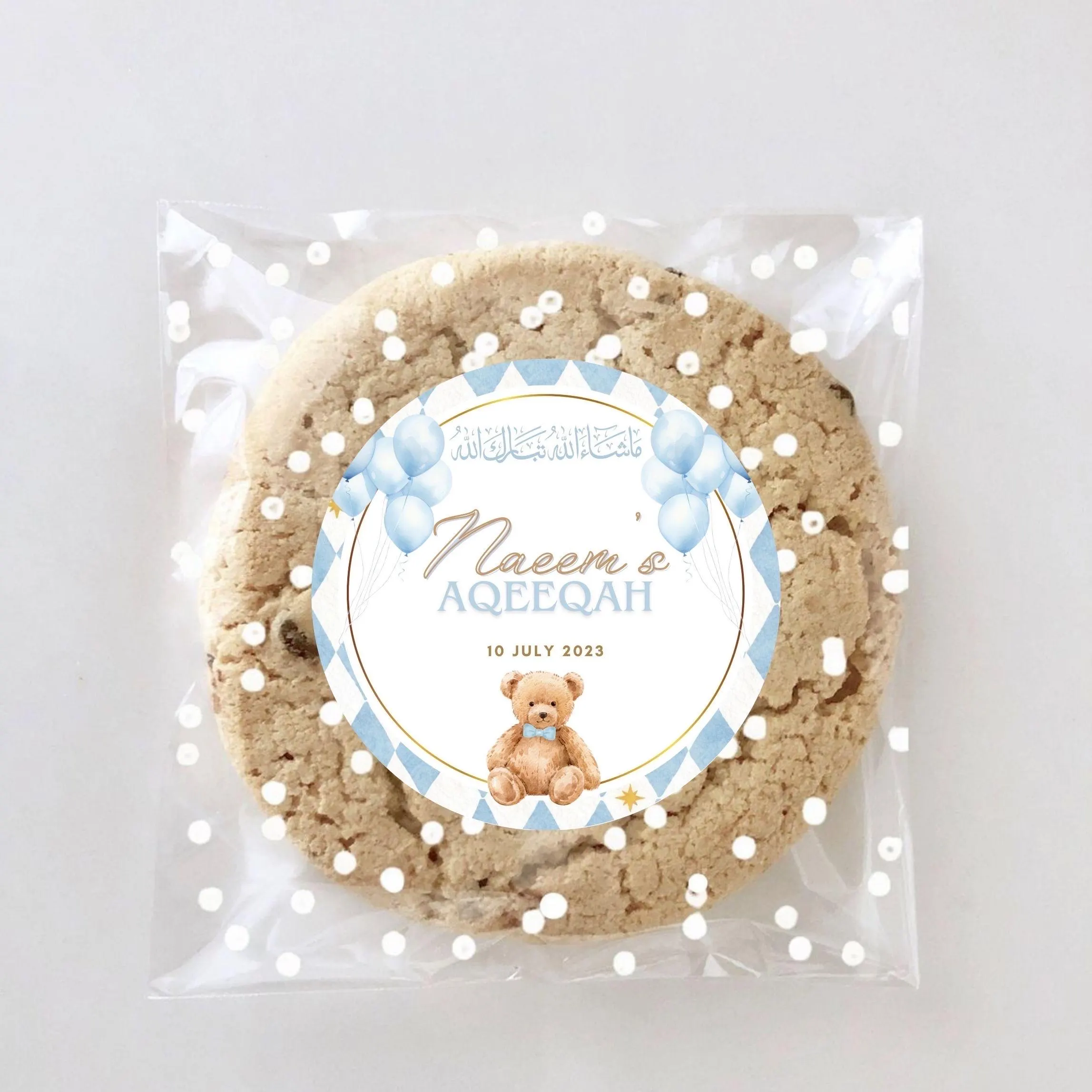 Baby Boy Aqiqah Favour Stickers | Teddy Bear Blue Theme | CANVA Template - image 5