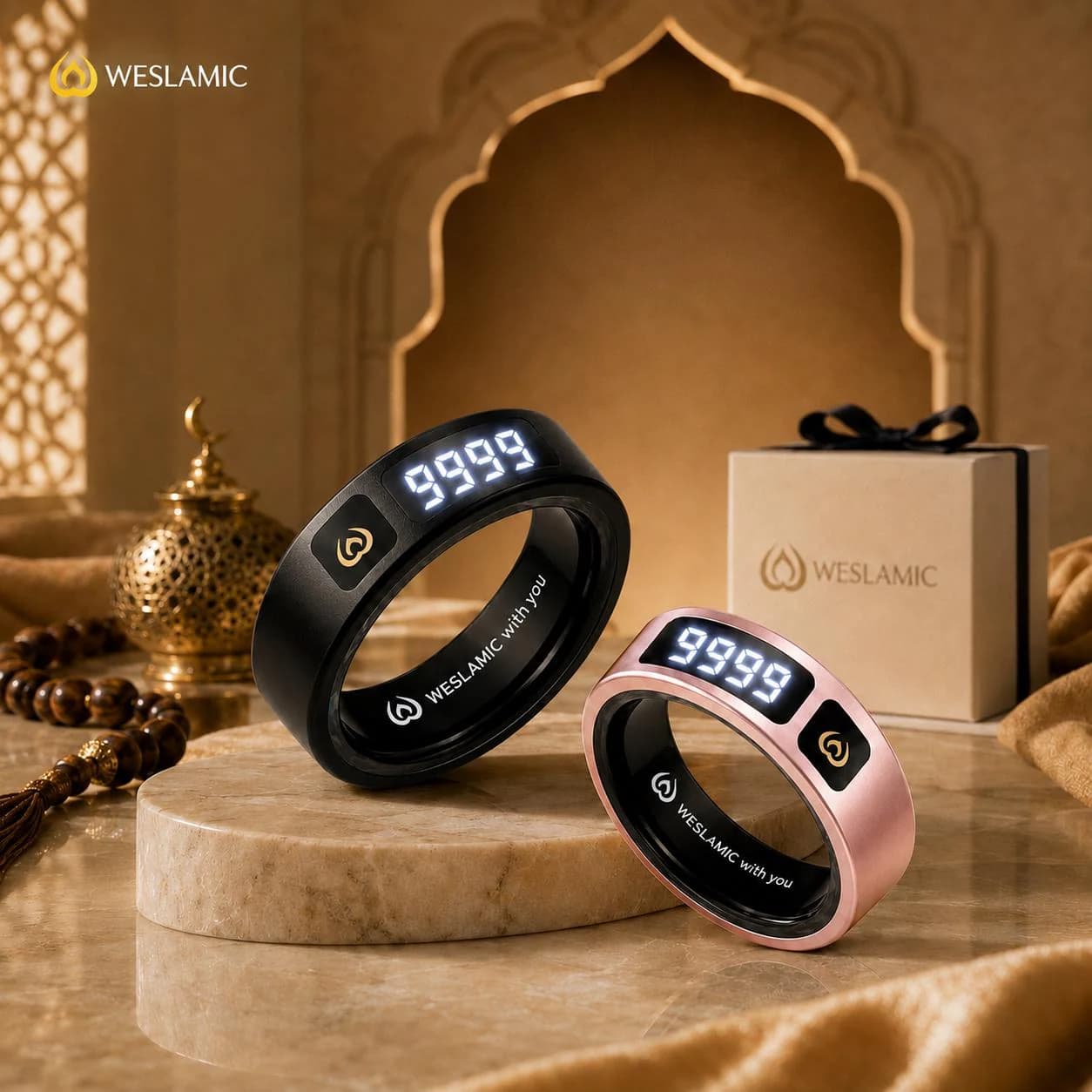 Smart Tasbih Ring | Digital Dhikr Counter | Mobile App | 8 Sizes