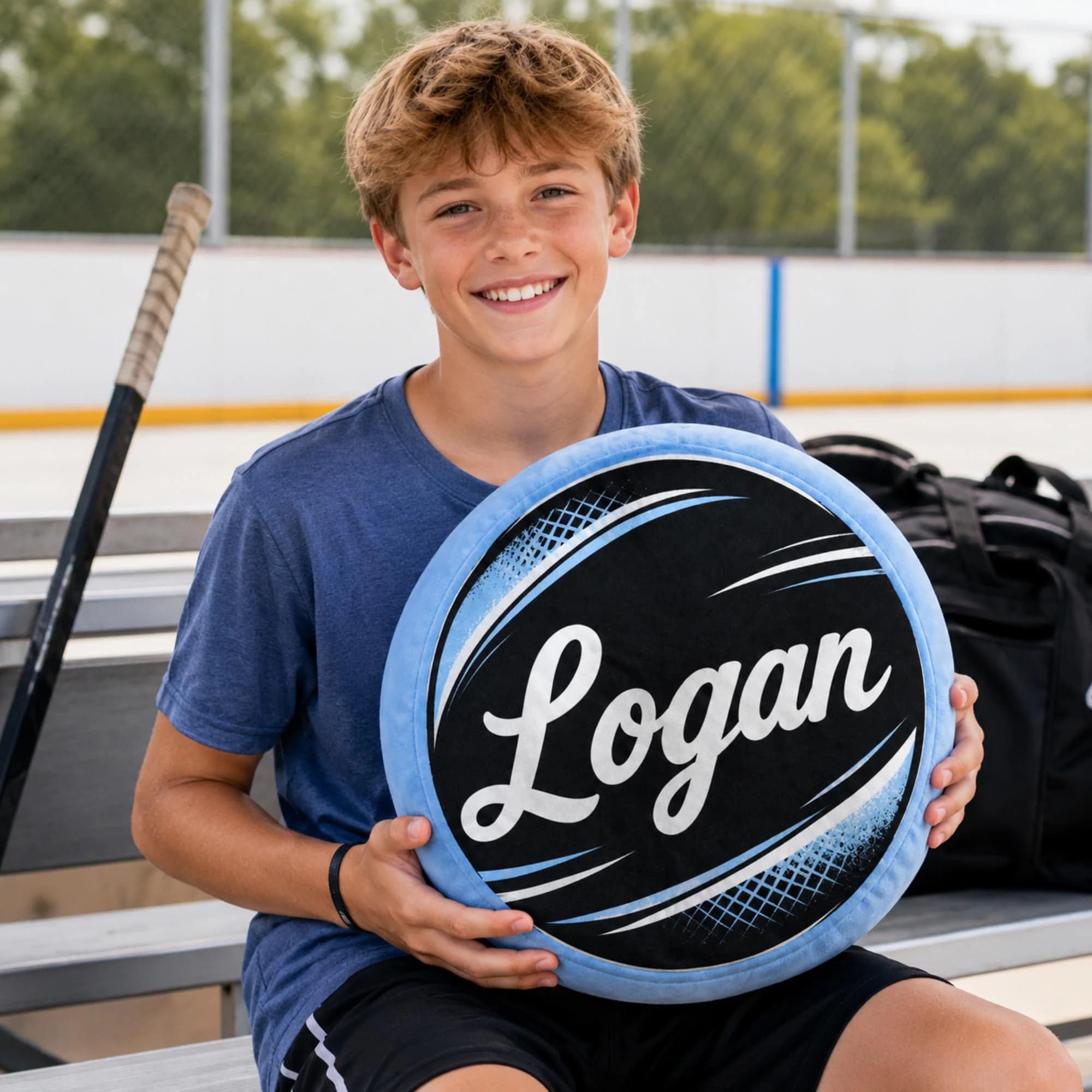 Personalized Hockey Pillow, Custom Name Plush Sports Plush, Skater Boy Keepsake Gift Decor