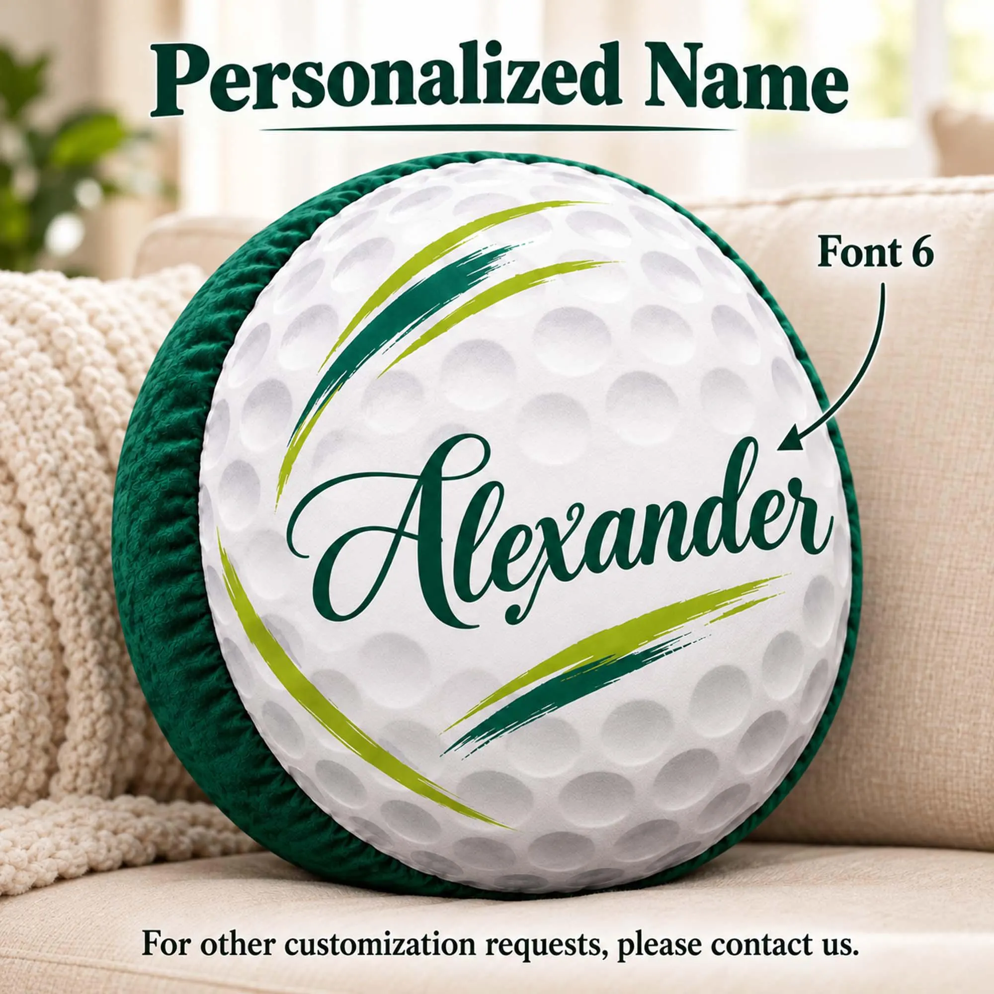 Personalized Golf Ball Pillow Custom Name Cushion Golfer Decor Sports Lover Birthday Gift - image 4