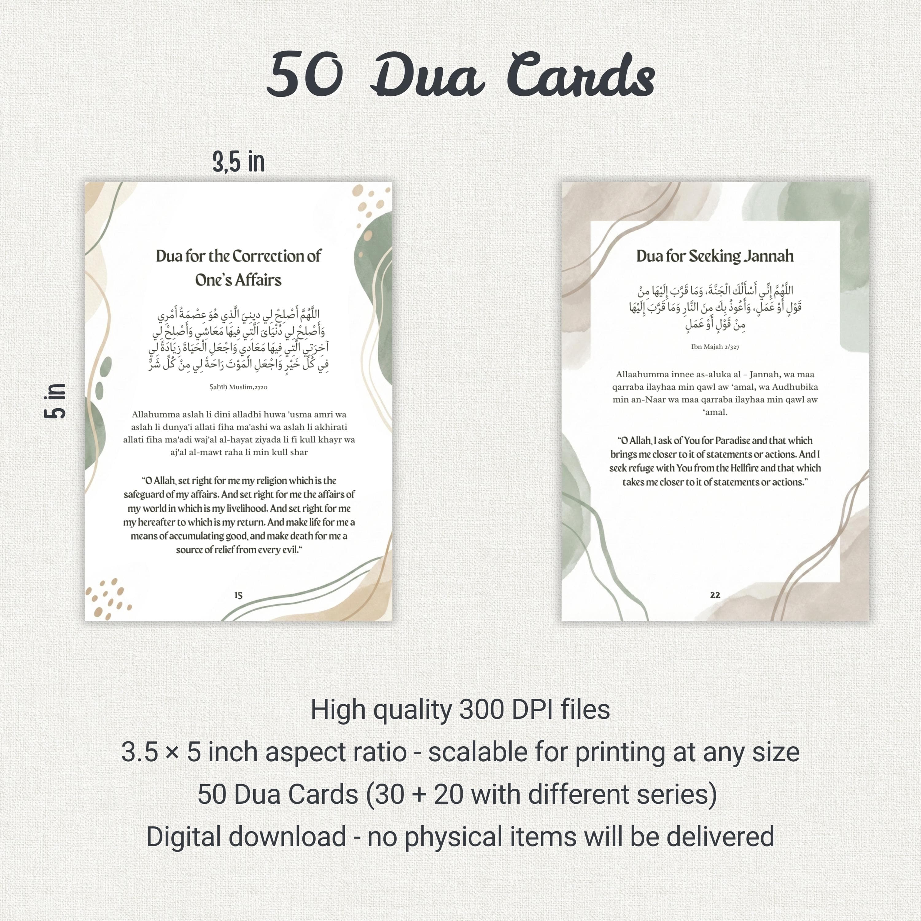 Ramadan Daily Islamic Dua Cards, 30+20 Flashcards Arabic & English with Transliterations - image 3