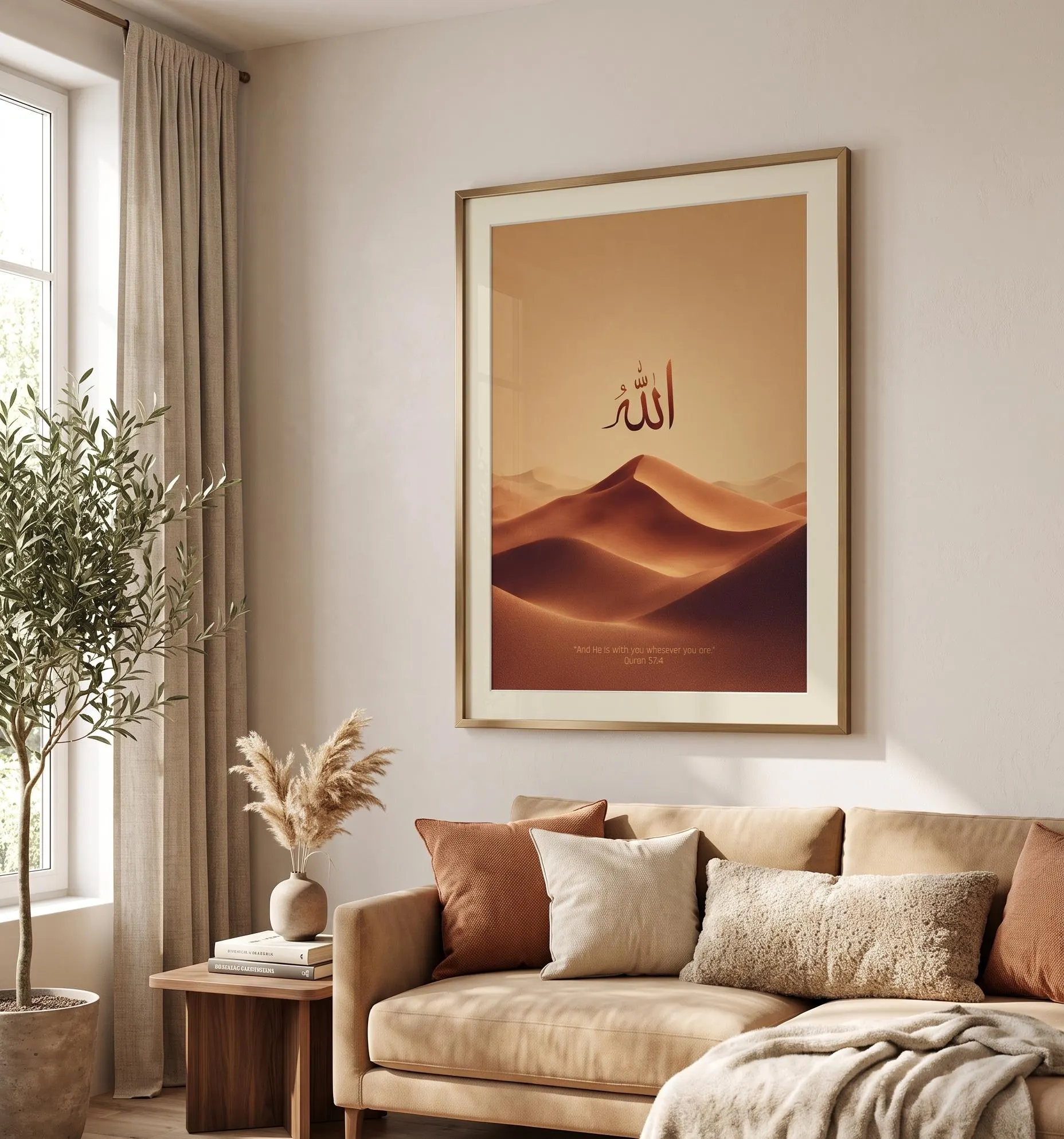 Allah Arabic Calligraphy Desert Wall Art, Quran Verse Print, Islamic Poster for Muslim Home Decor - image 4