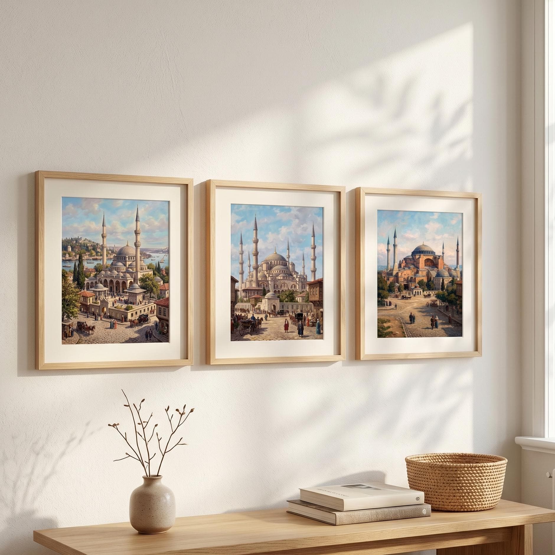 Mosques of Istanbul Wall Art Set of 3 | Haghia Sophia, Eyup Sultan, Blue Mosque | Vintage Islamic Landmarks Printables - image 5