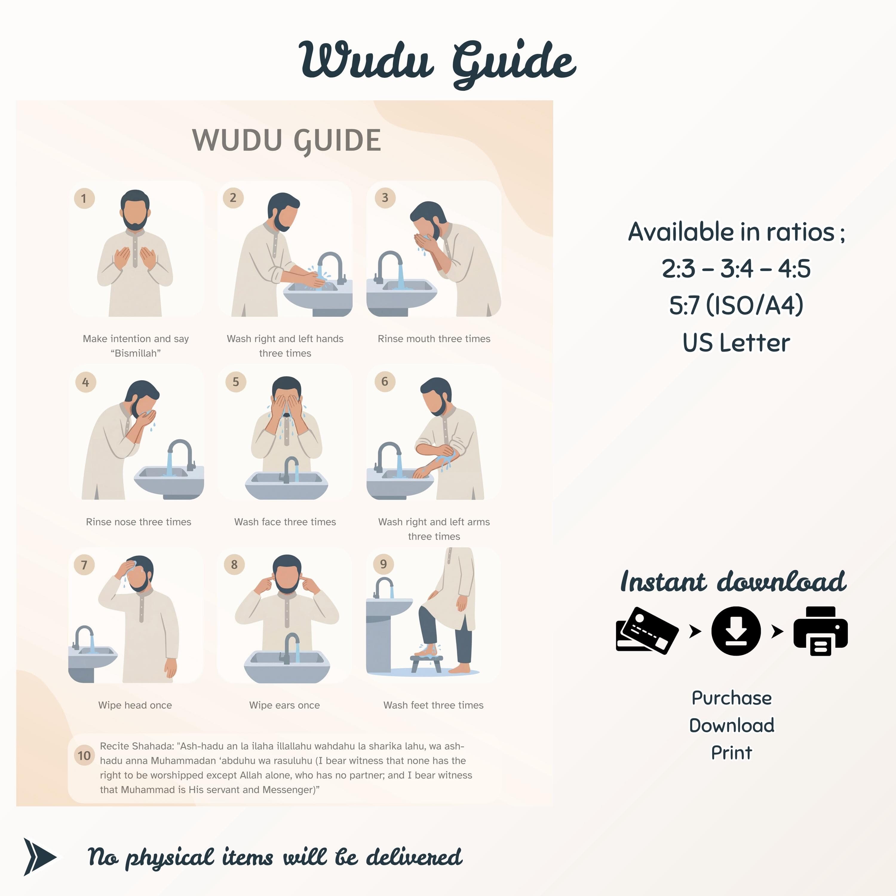 Wudu Steps Guide Poster, Islamic Educational Wall Art for New Muslims - image 2
