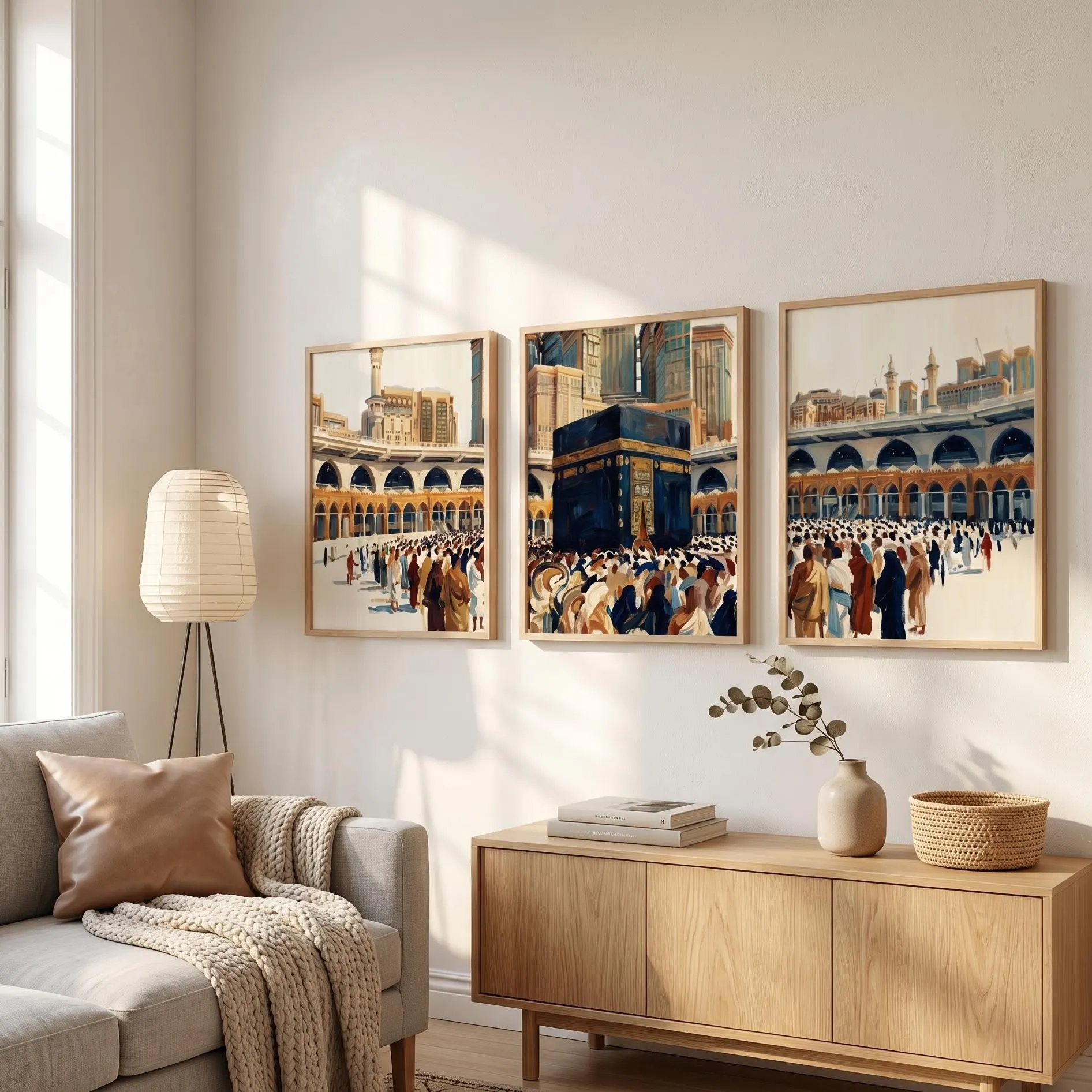 Islamic Panoramic Wall Art Set of 3 | Kaaba Triptych Art | Digital Download - image 3