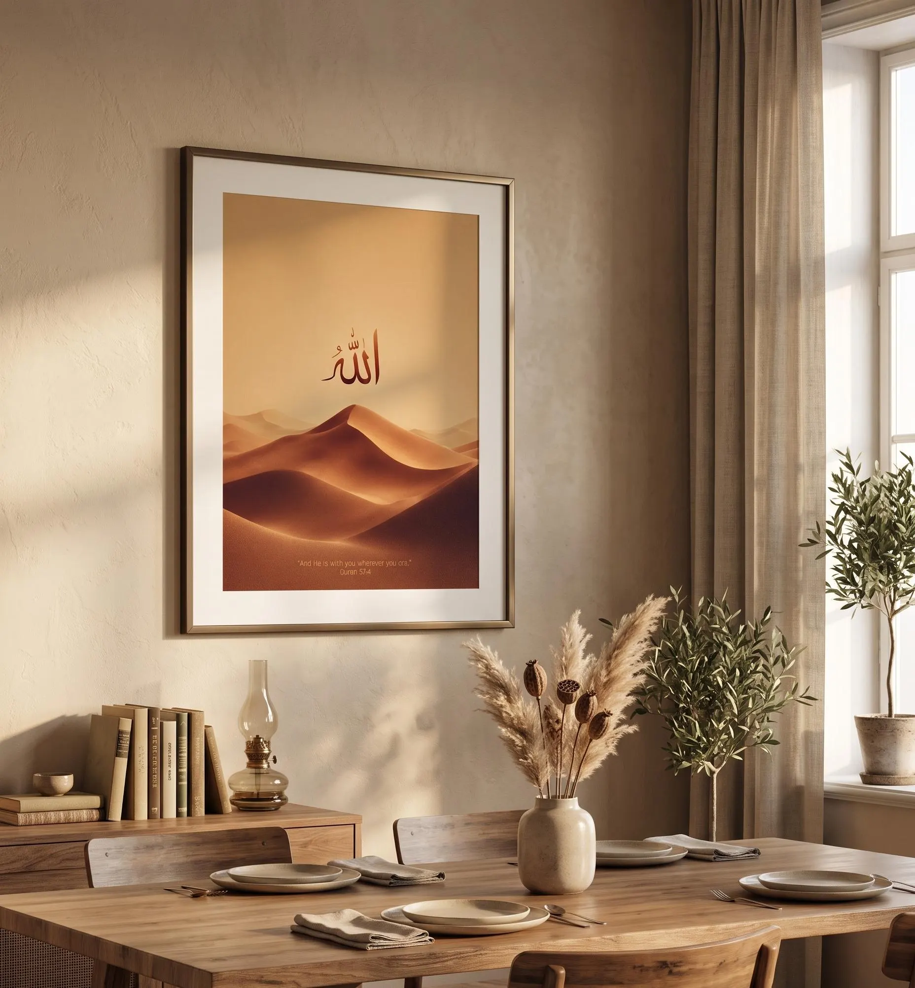 Allah Arabic Calligraphy Desert Wall Art, Quran Verse Print, Islamic Poster for Muslim Home Decor - image 3