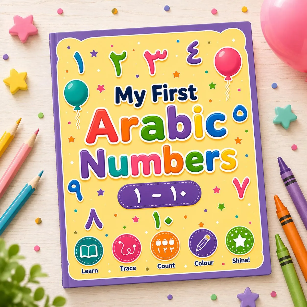 Arabic Numbers Workbook | Trace, Count, Colour | Preschool Islamic Activity (PDF Download)