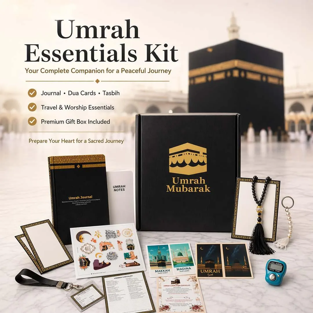 Umrah Essentials Kit | Islamic Journal, Dua Cards & Tasbih