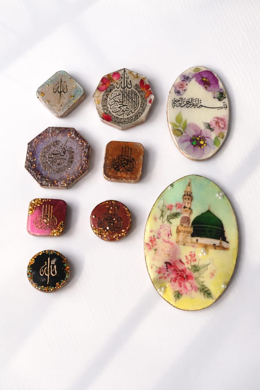 Islamic Resin Fridge Magnets Set | Arabic Calligraphy | Allah Bismillah Ayatul Kursi Surah Qul | Nabawi Dome | Islamic Home Decor | Eid Gift - image 4