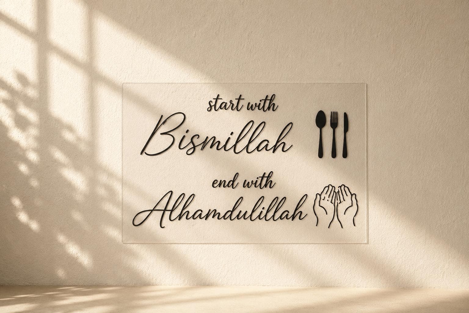Bismillah Alhamdulillah Stickers | Islamic Kitchen Decor | Transparent Vinyl Decal | Peel and Stick | Small, A6, A5, A4 and Custom