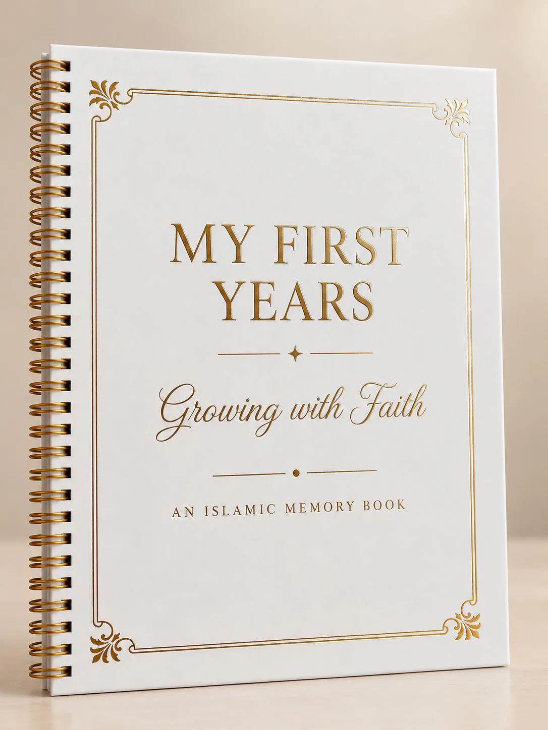 Islamic Baby Memory Book | Muslim Keepsake Journal | Pregnancy to Age 5 | White Gold