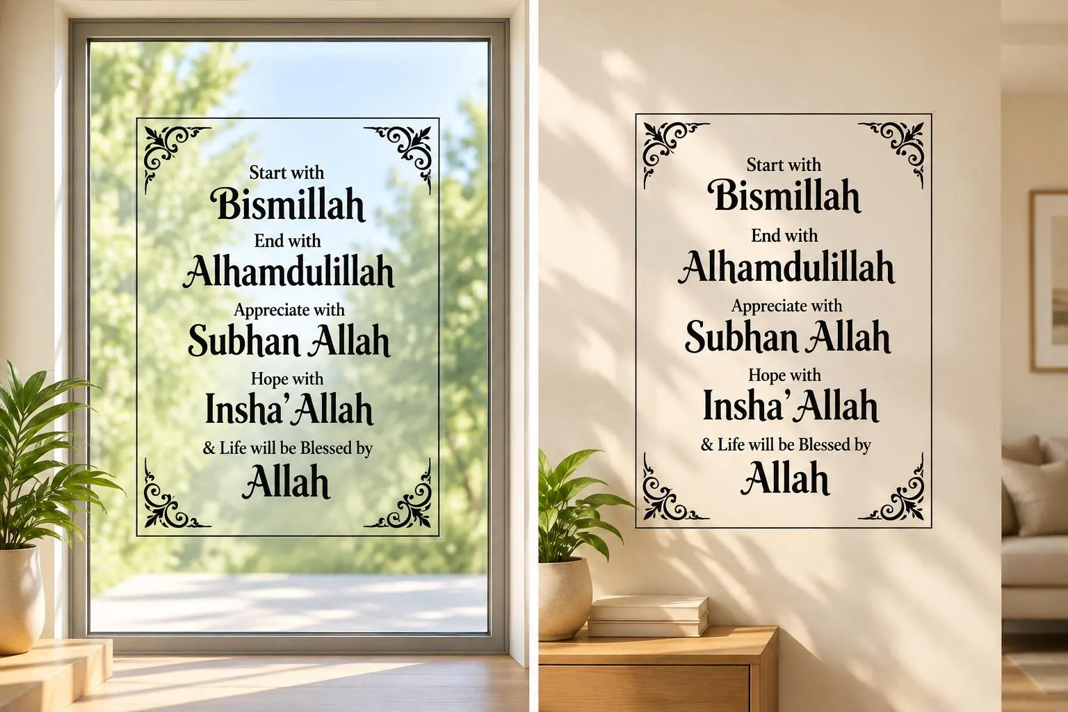 Transparent Islamic Dhikr Sticker – Bismillah, Alhamdulillah, SubhanAllah, Insha’Allah (A6, A5, A4, Custom) - image 4