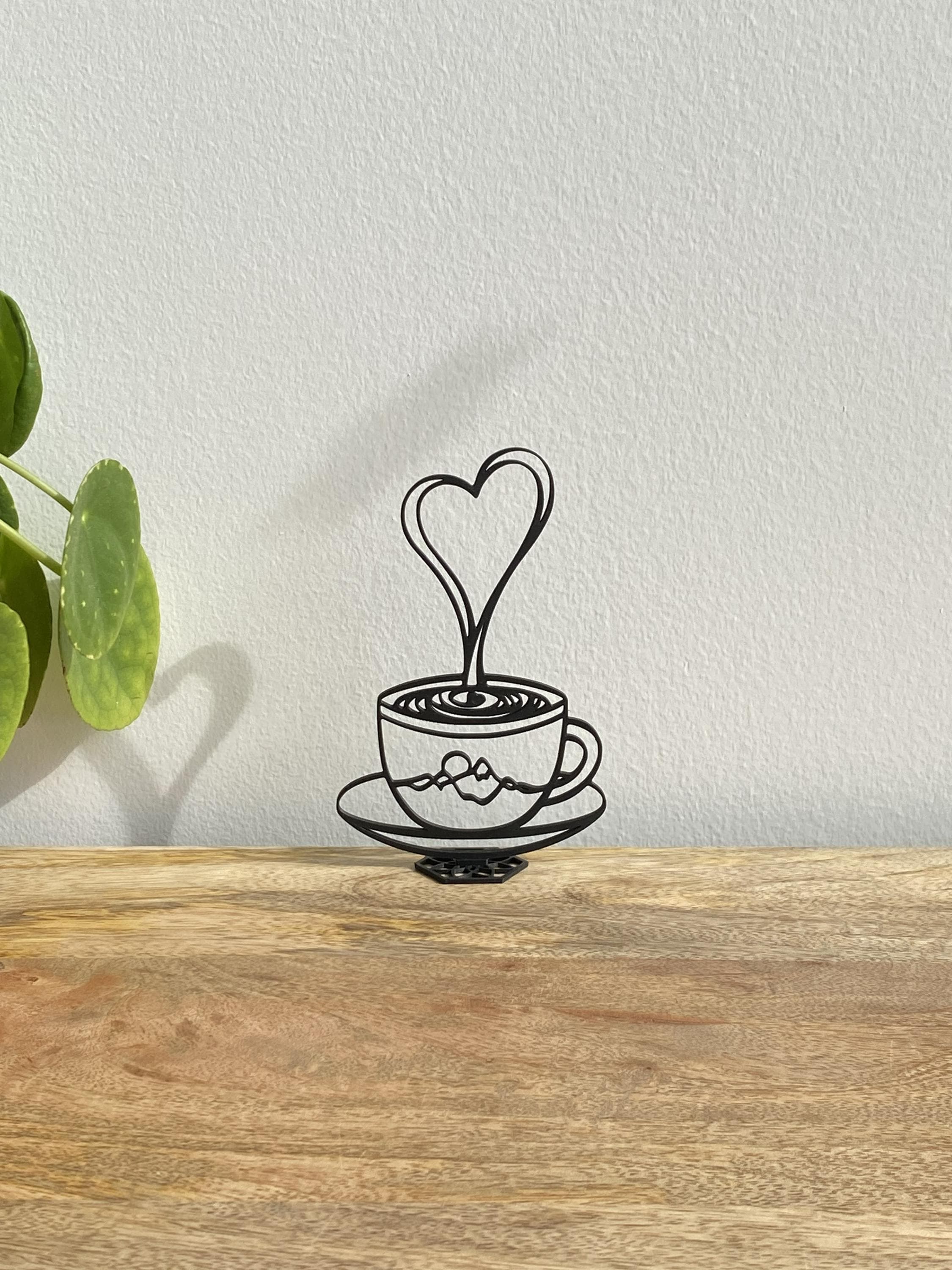Mountain Coffee Mug Sculpture | Heart Steam | Minimalist Desk Bar Decor 3D - image 3
