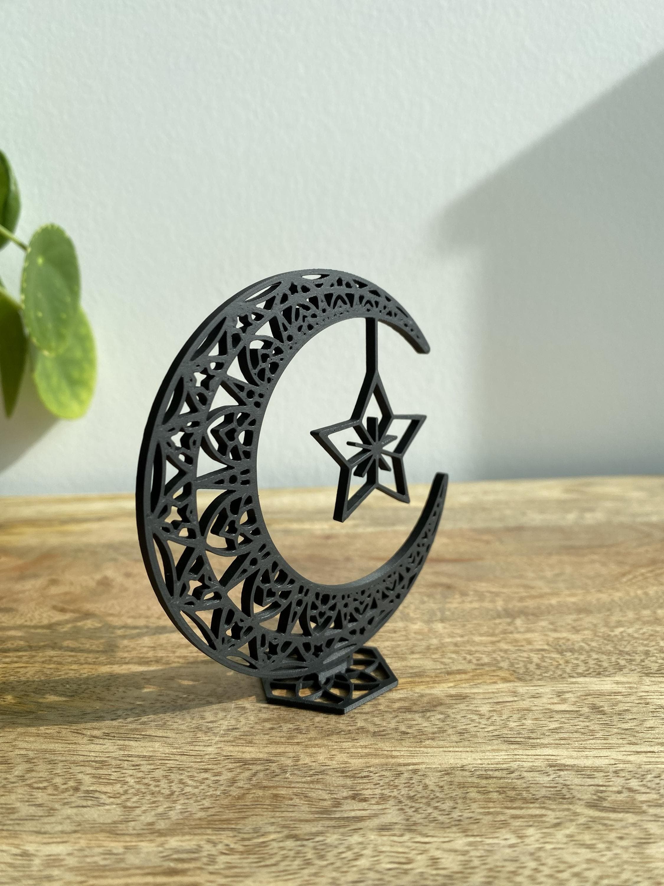 Islamic Decor | Crescent Moon Star Ramadan | Eid Mubarak Table Art