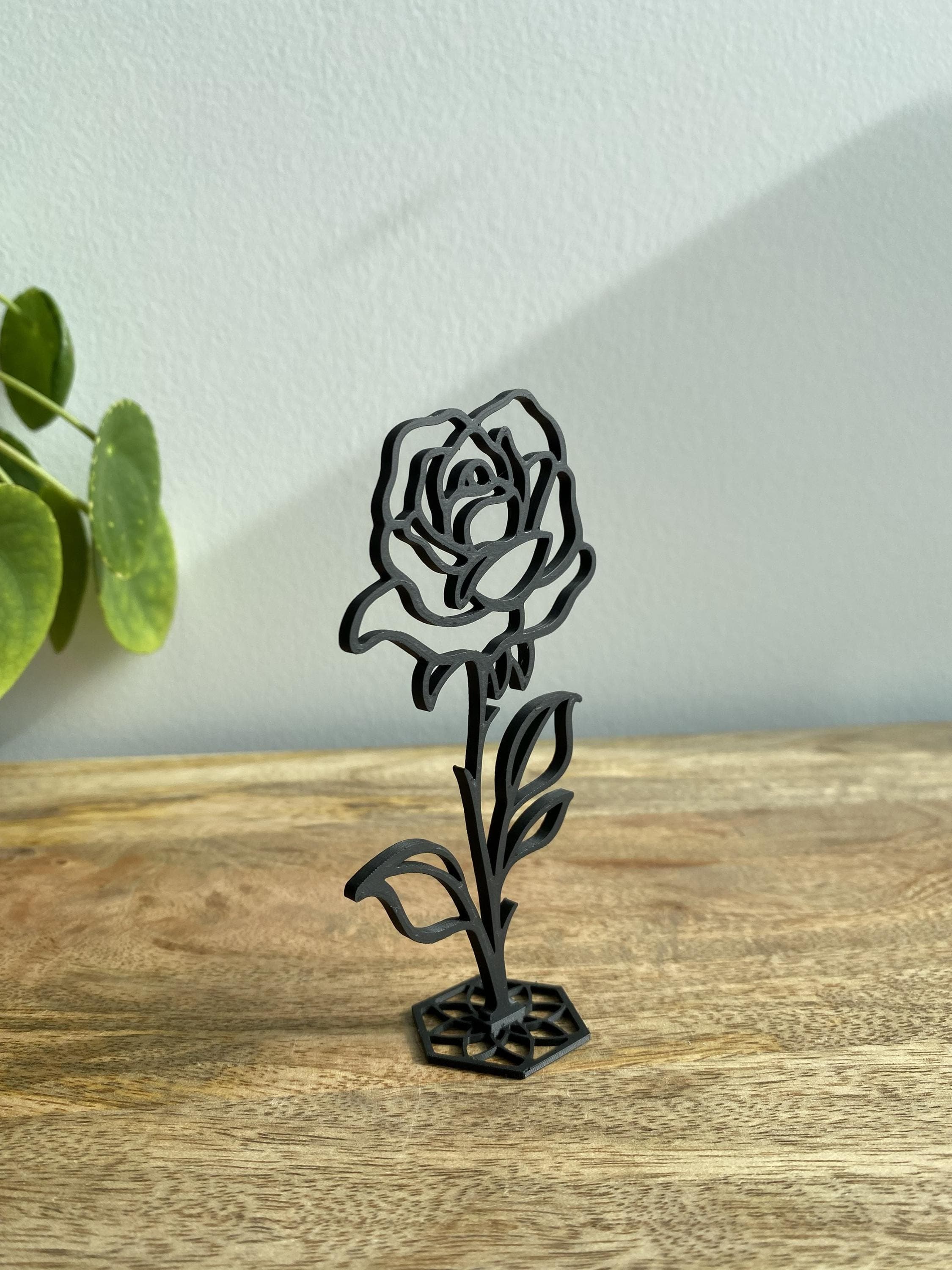 Rose Sculpture Flower Decor | Romantic Floral Statue | 3D Printed