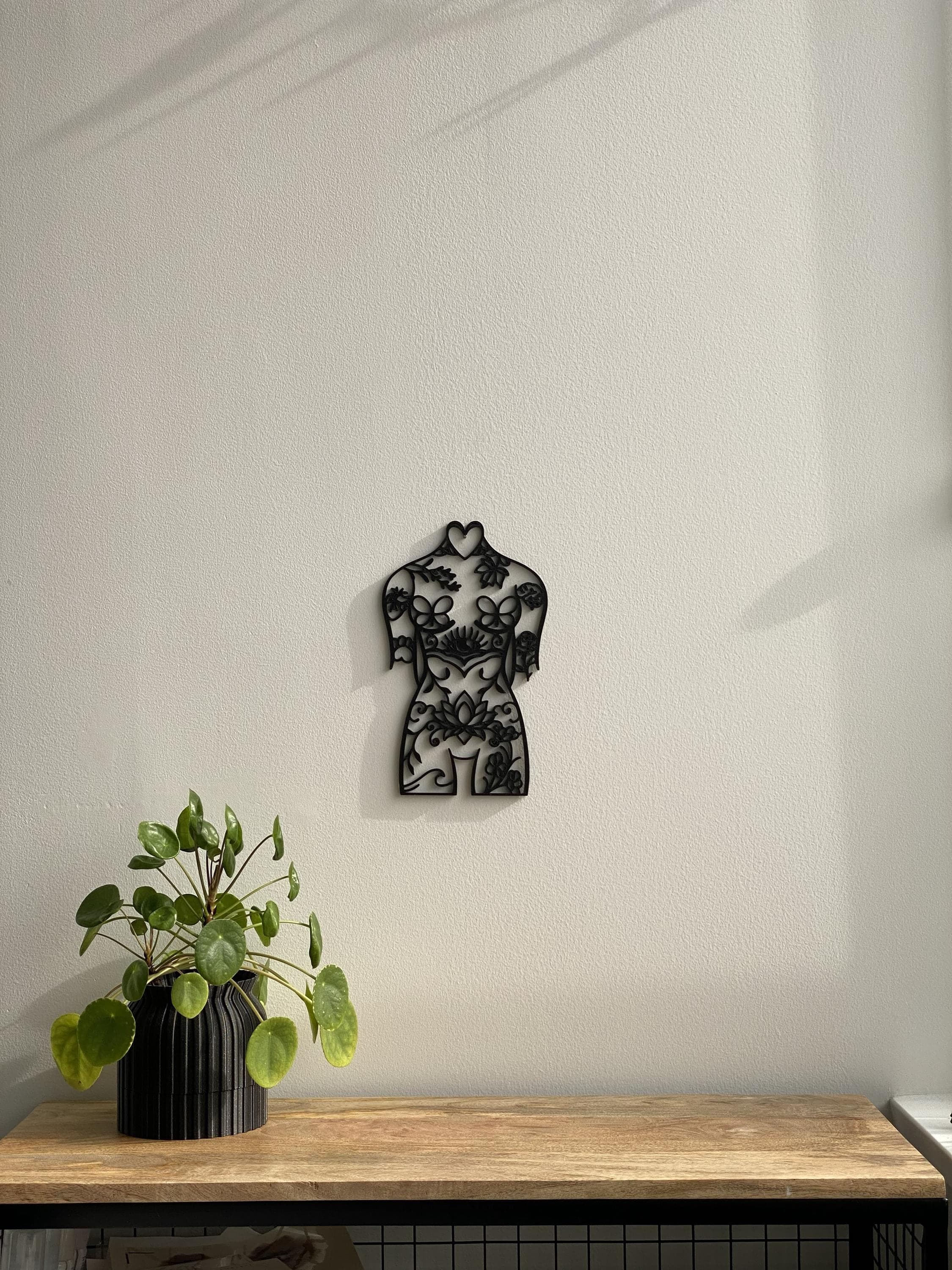 Minimalist Body Wall | Botanical Line Sculpture | Modern Tattoo Style Art - image 3