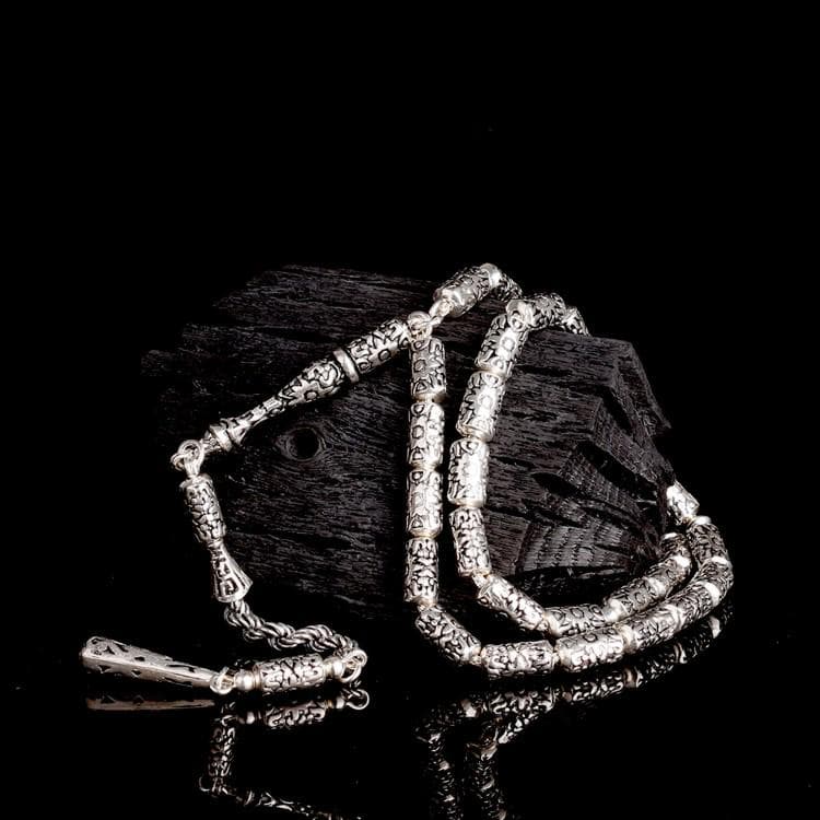 Silver Tasbeeh Prayer Beads: Pen Embroidered Islamic Gift - image 2