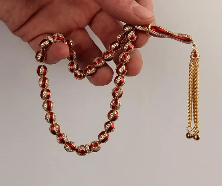 Silver Tasbeeh Prayer Beads: Zircon Embellishments, Islamic Gift - image 2