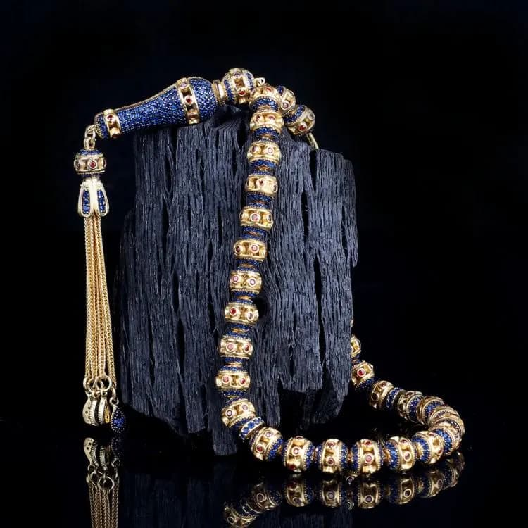 Sterling Silver Tasbeeh: Zircon Islamic Prayer Beads, Luxury Gift