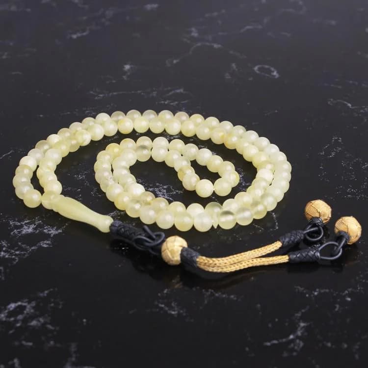 99 Bead Amber Prayer Beads | Islamic Gift with Silver Tassel