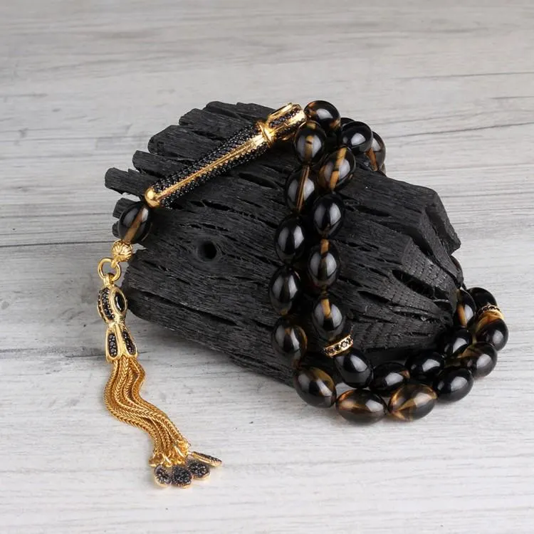 925 Sterling Silver Zircon Stone Tassel Double Color Fire Amber Prayer Beads - image 4