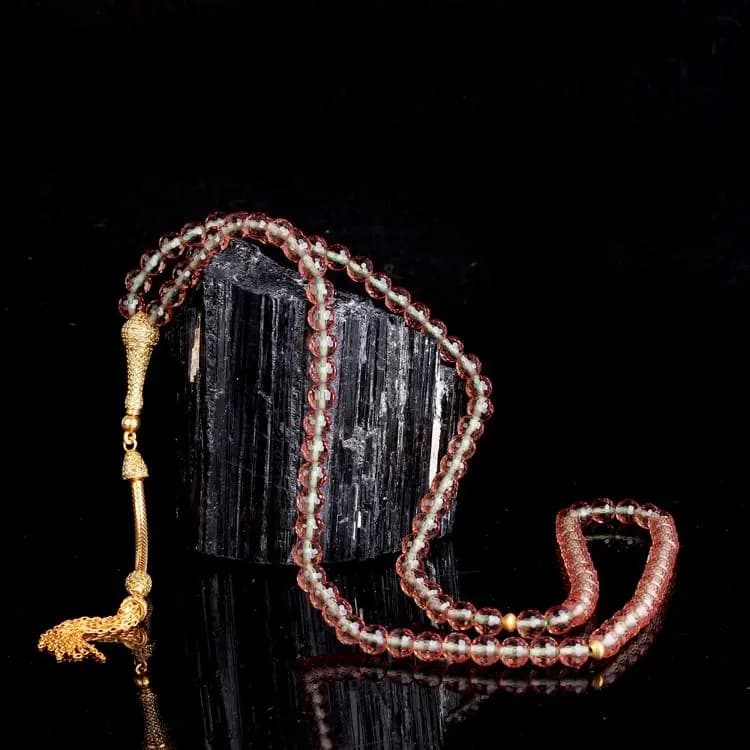 925 Sterling Silver Gold Plated Tassel 99 Zultanite Stone Prayer Beads