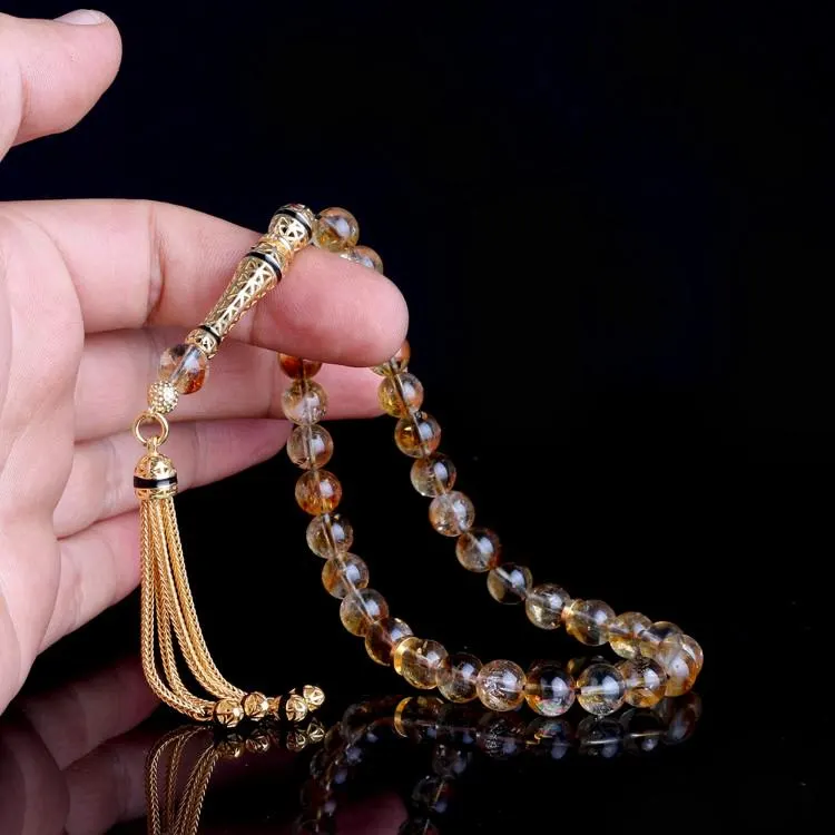 925 Sterling Silver Tasseled Citrine Stone Prayer Beads - image 3
